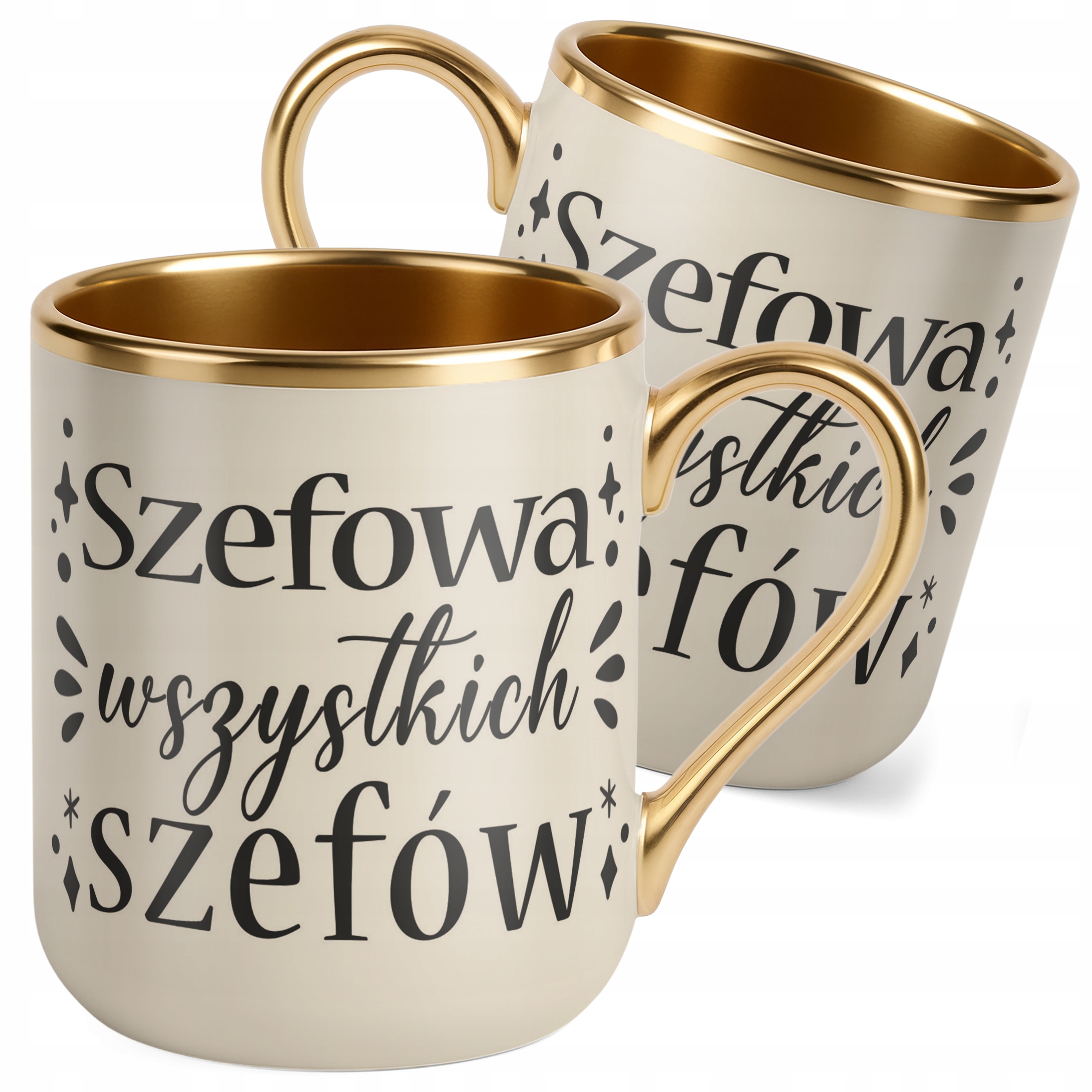 Kubek Premium Złoty Ecru Szefowa Wszystkich Szefów Dla Szefowej Prezent