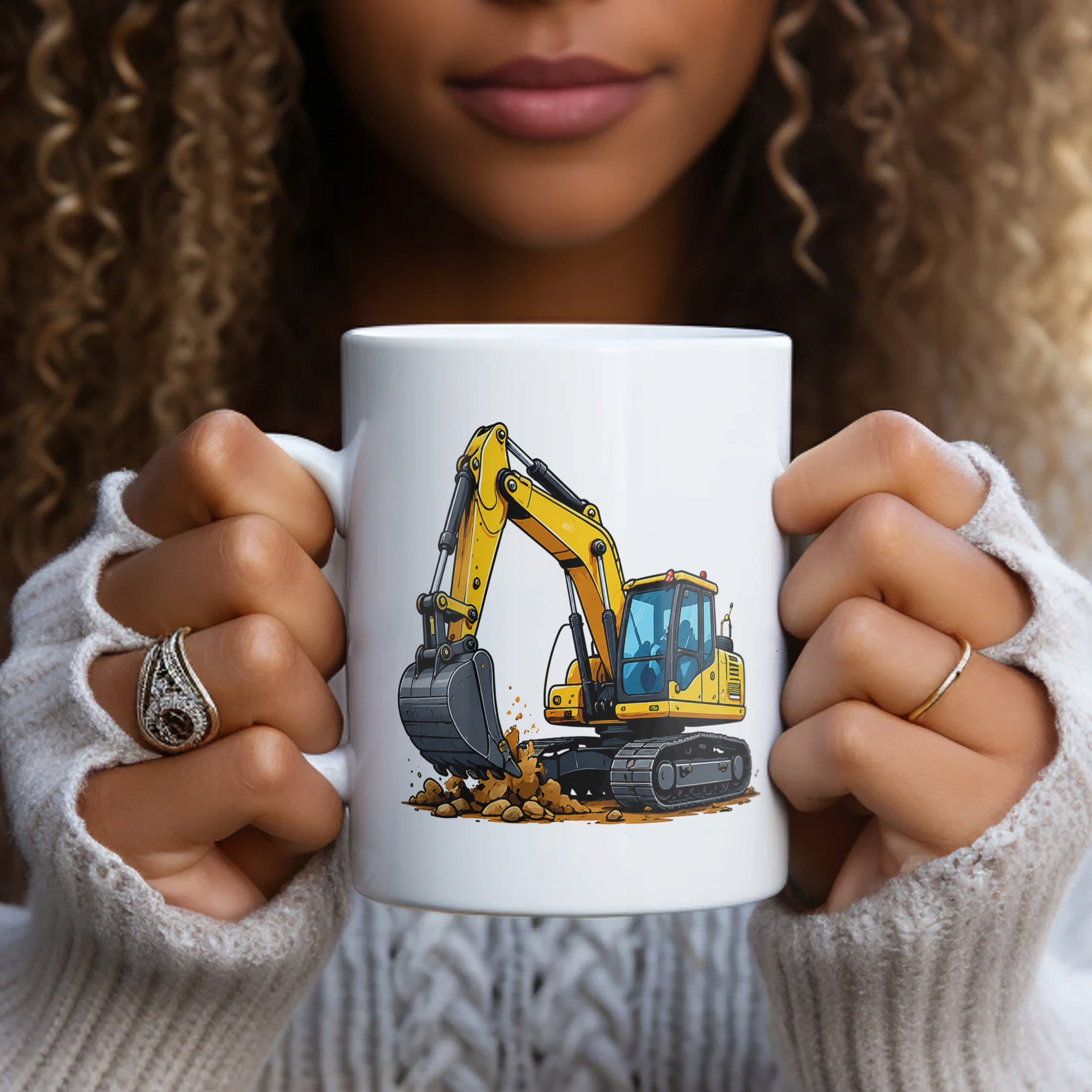 Biały Kubek z nadrukiem Koparka Dla Dzieci Prezent Upominek