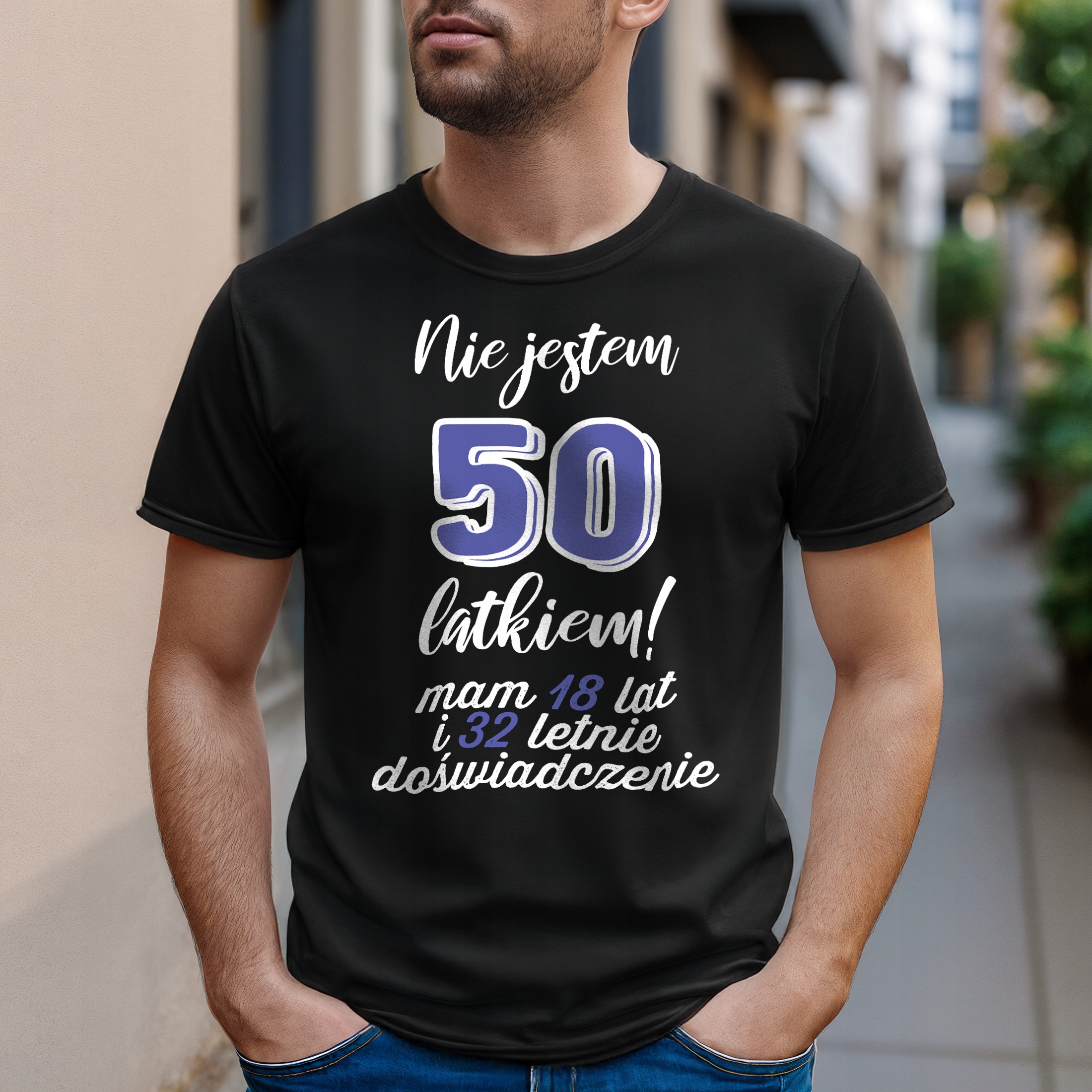 Koszulka czarna męska Nie Jestem 50 Latkiem Urodziny Prezent r. 3XL