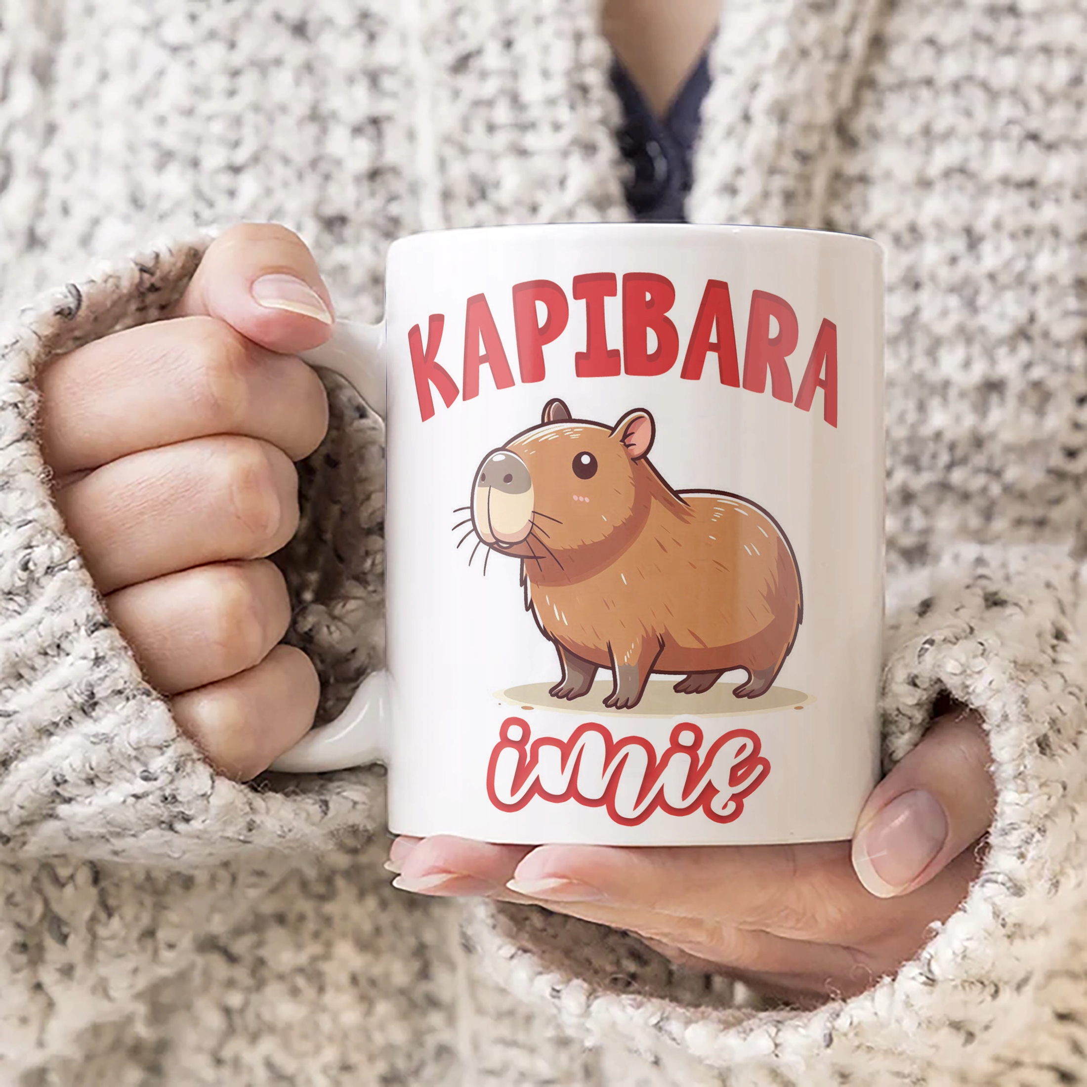 Kubek ceramiczny personalizowany Kapibara Capybara Zwierzak Dla Dzieci