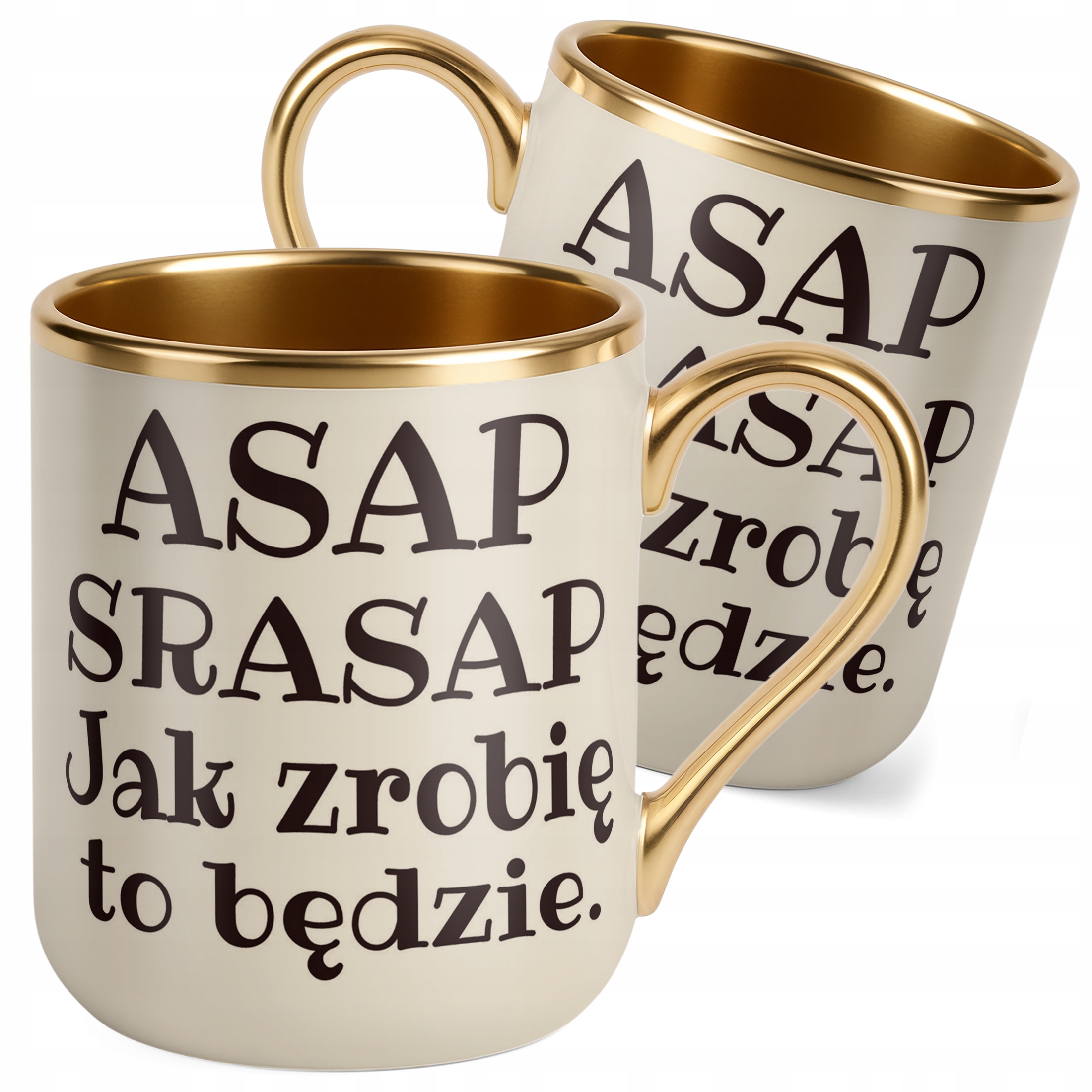 Kubek Premium Złoty Ecru ASAP SRASAP Śmieszny Prezent