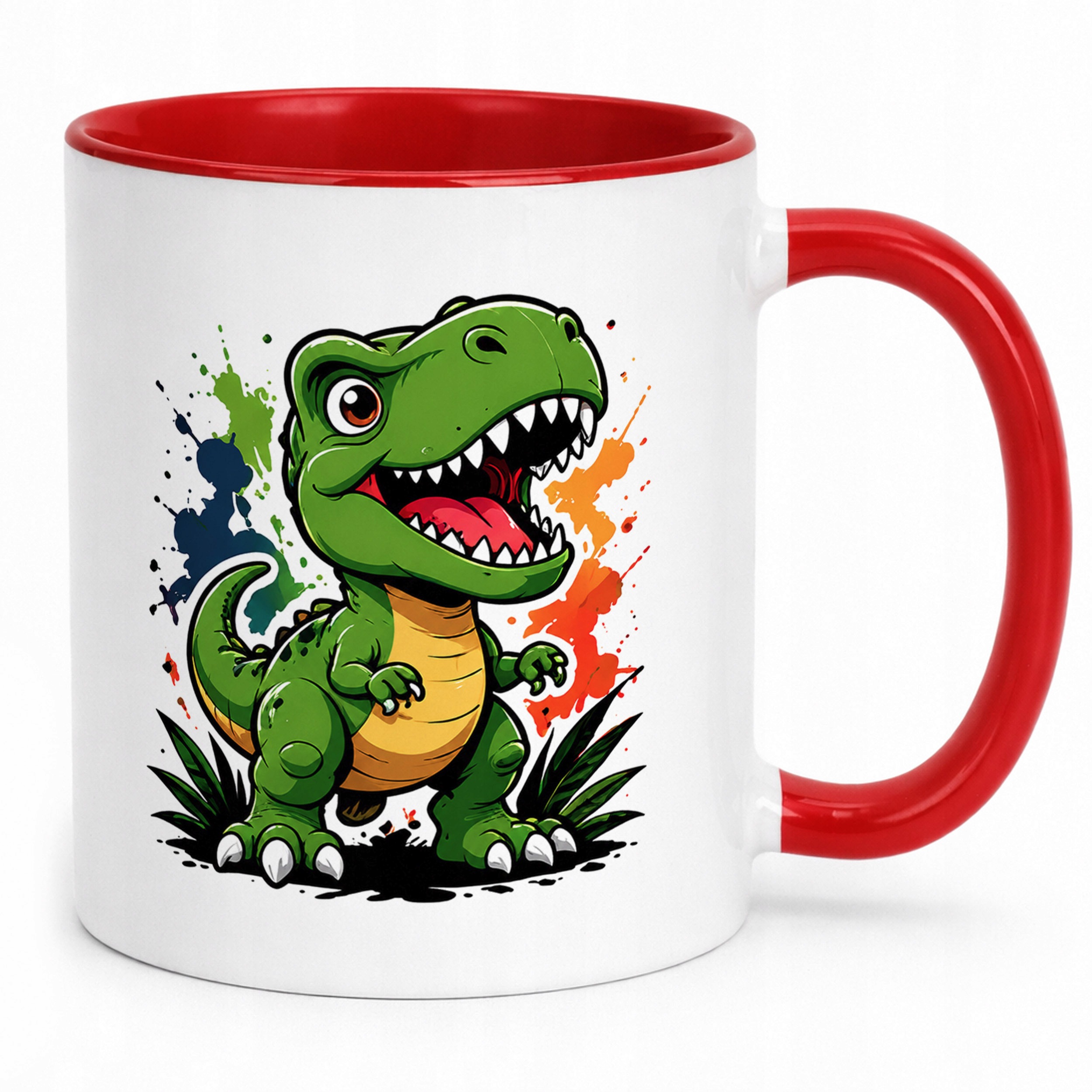 Zestaw Kubek Czerwony Poduszka Z Nadrukiem Dinozaur Prezent