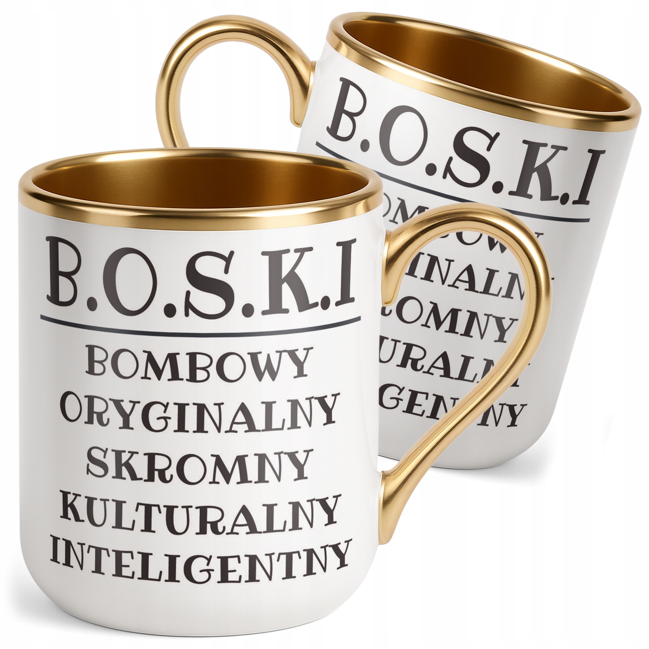 Kubek Premium Złoty B.O.S.K.I Dla Mężczyzny Śmieszny Zabawny Prezent