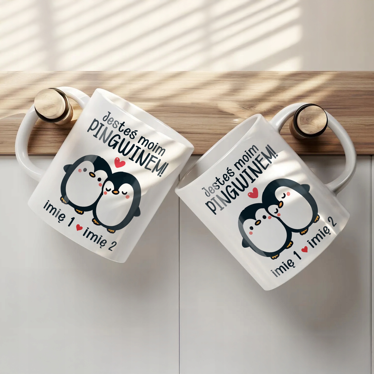 Kubek ceramiczny Personalizowany Walentynki Jesteś Moim Pingwinem