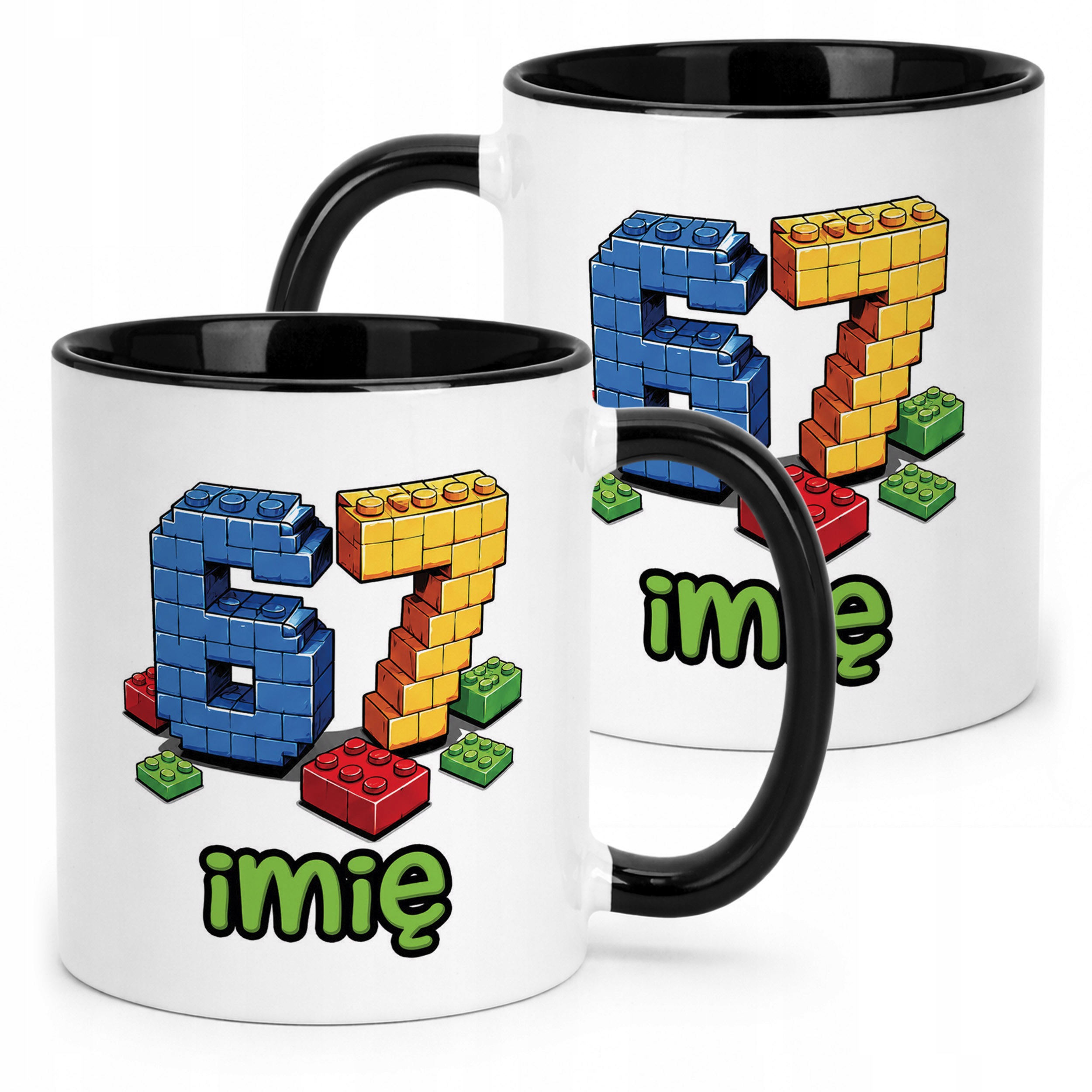 Kubek Czarny z nadrukiem personalizowany SIX SEVEN Dla Dzieci Prezent
