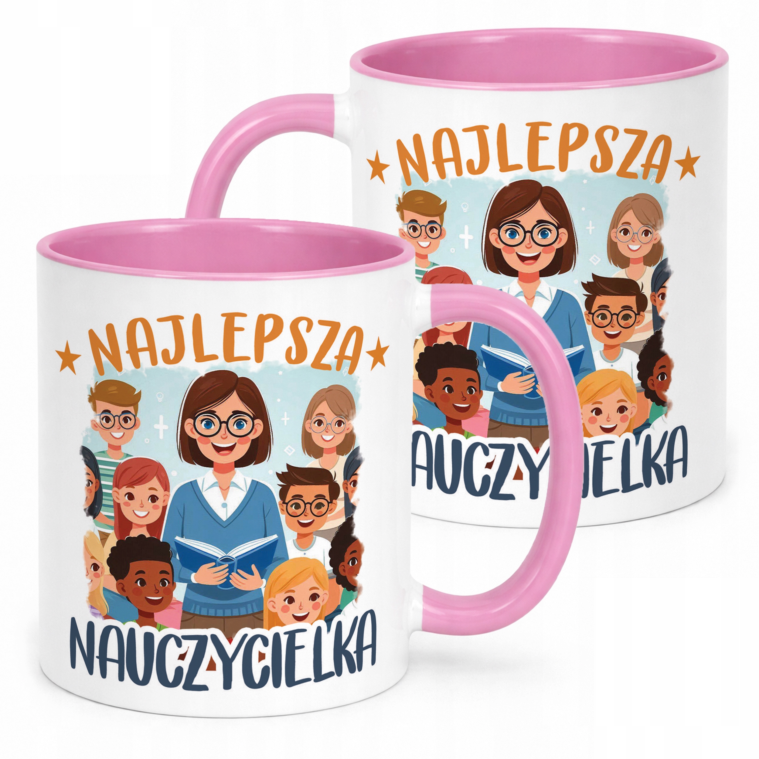 Kubek Różowy Najlepsza Nauczycielka Dzień Nauczyciela Prezent