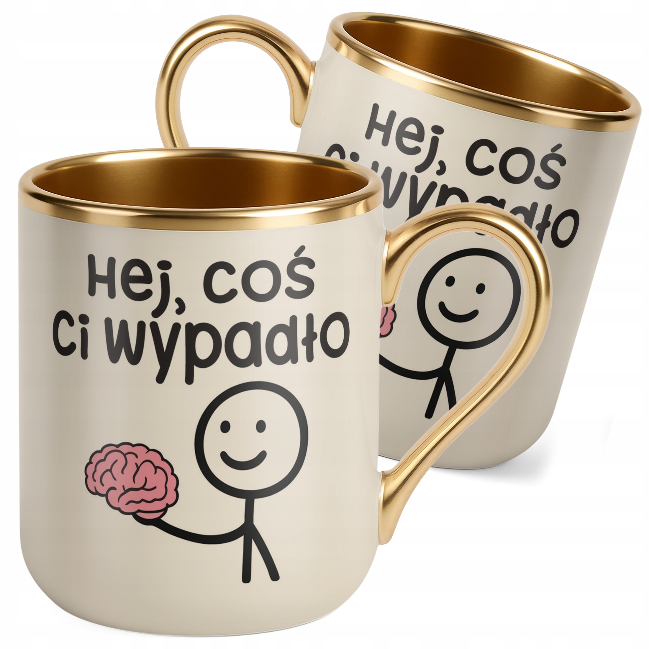 Kubek Premium Złoty Ecru Hej Coś Ci Wypadło Śmieszny Zabawny