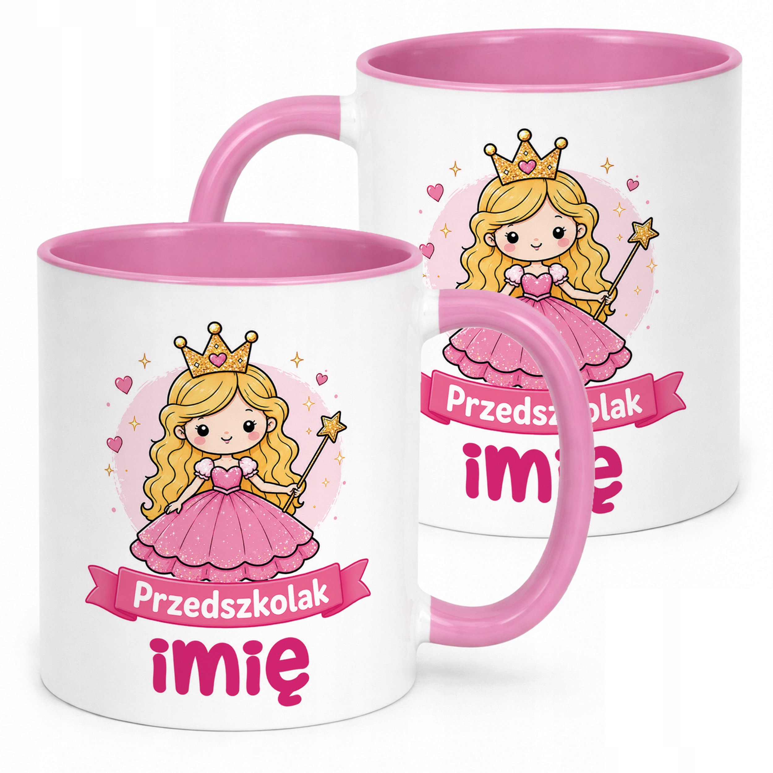 Kubek Różowy z nadrukiem personalizowany Przedszkolak Szkoła Dla Dzieci