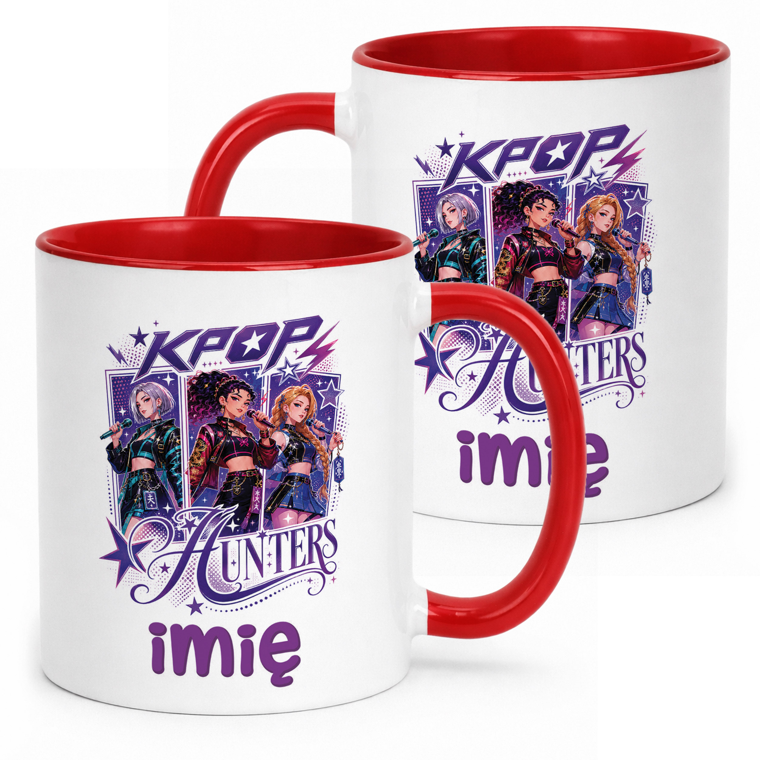Kubek Czerwony z nadrukiem personalizowany ŁOWCZYNIE KPOP Prezent