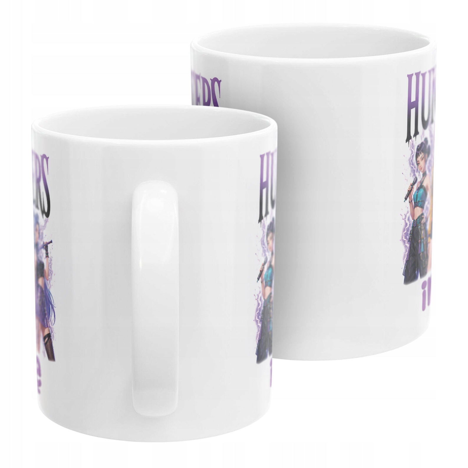 Biały Kubek z nadrukiem personalizowany ŁOWCZYNIE KPOP Dla Dzieci Prezent