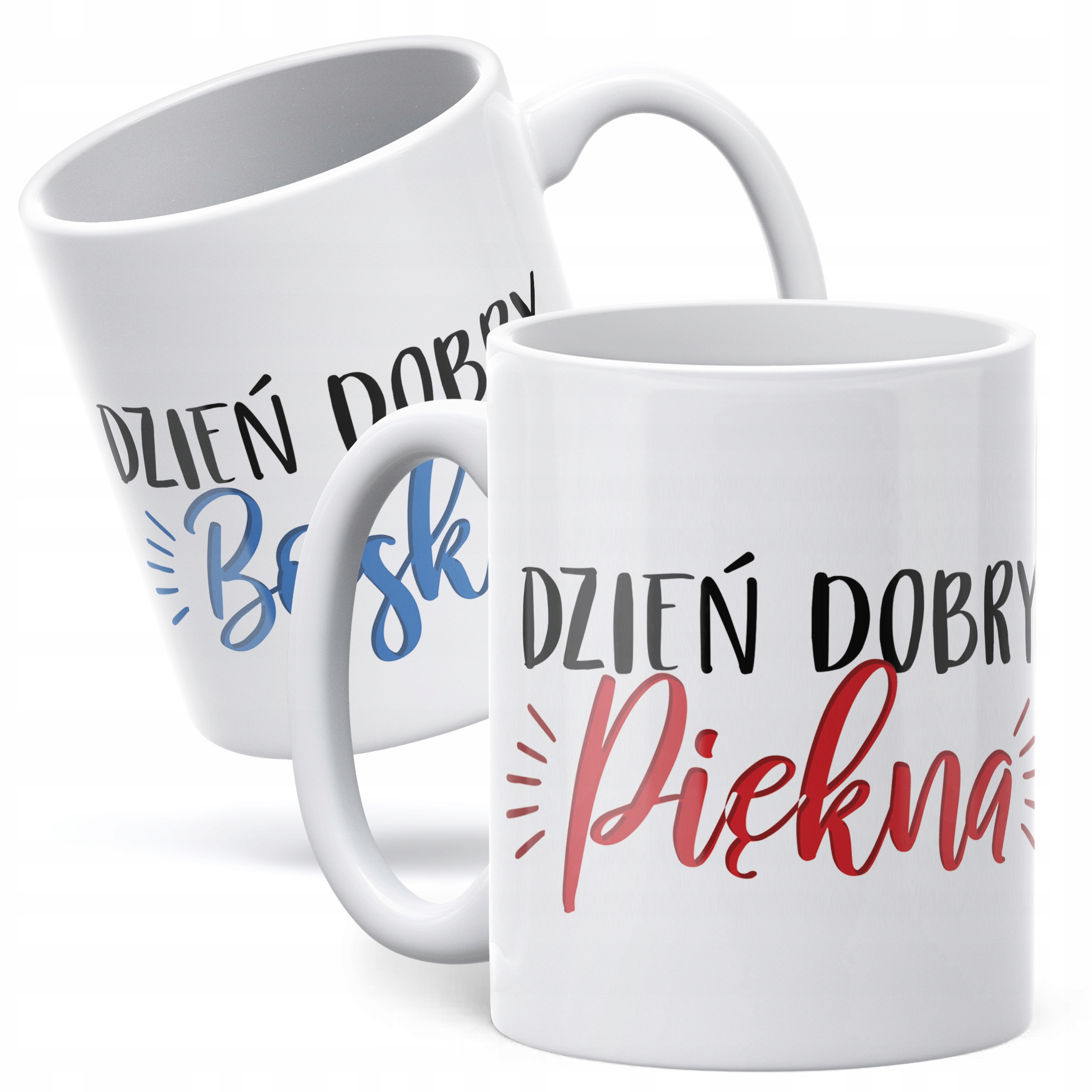 Zestaw kubków na Walentynki Dzień Dobry Piękna Boski Prezent Dla Pary