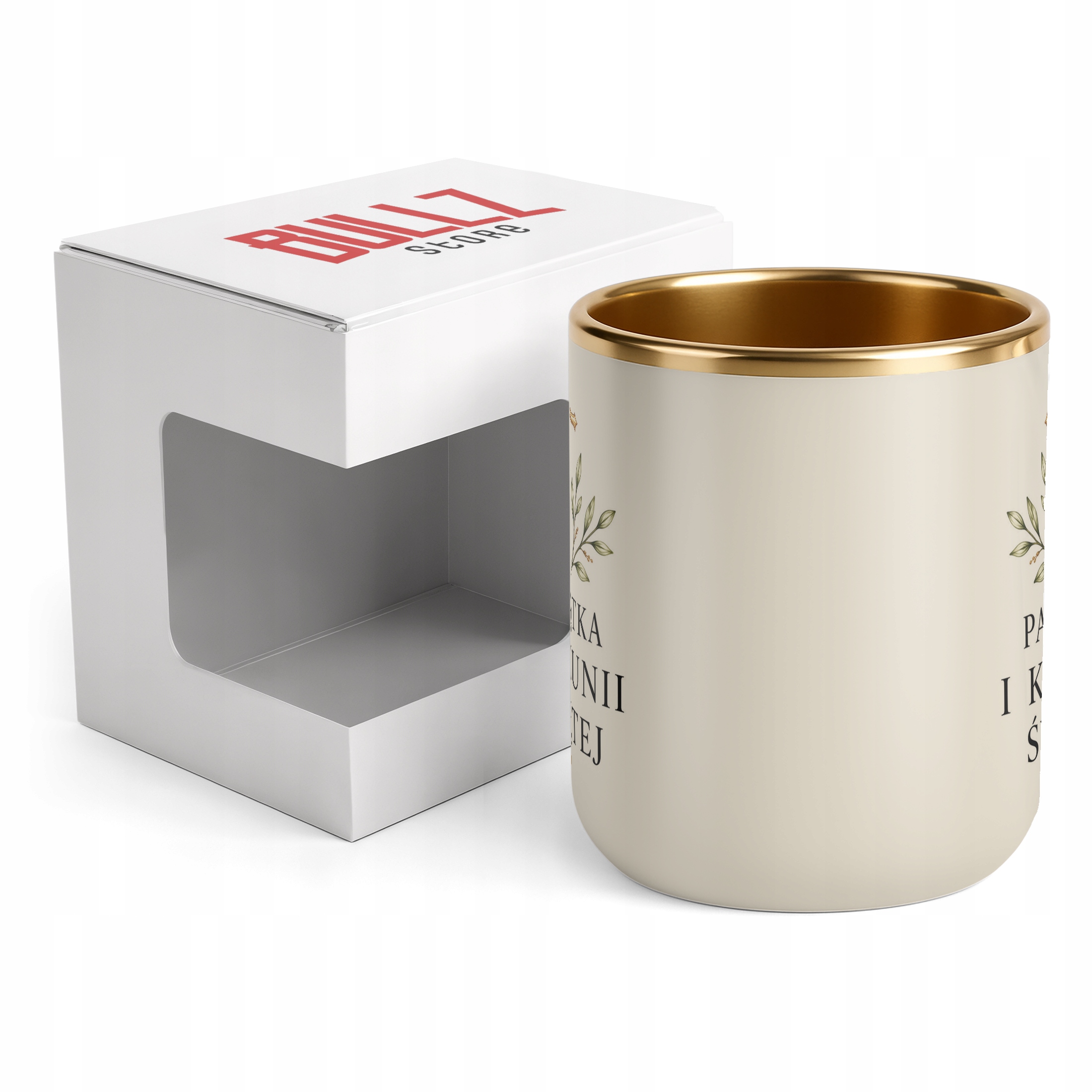 Kubek ceramiczny Premium złoty ecru Komunia Święta dla gości