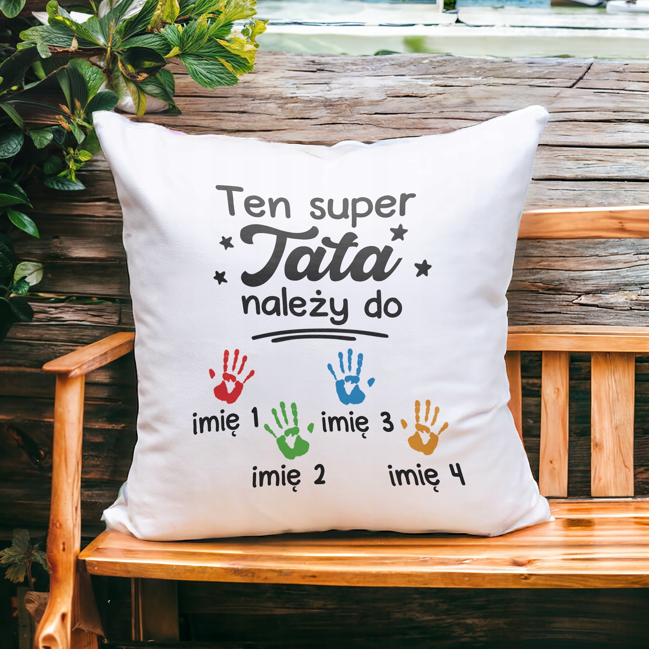 Poduszka personalizowana 38x38cm Dzień Ojca Tata Należy Do 4 Dzieci