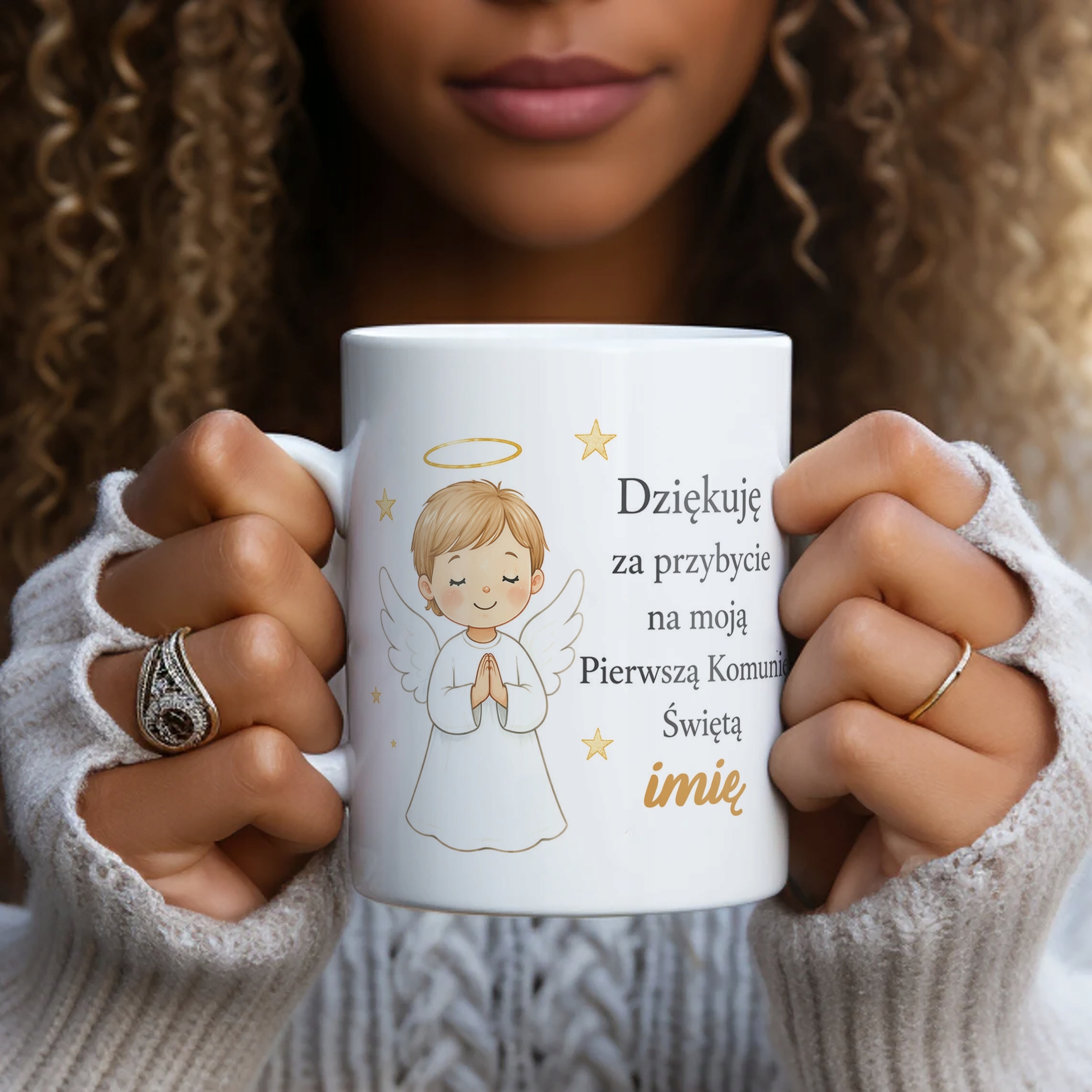 Kubek personalizowany Komunia Święta z imieniem dziecka dla gości