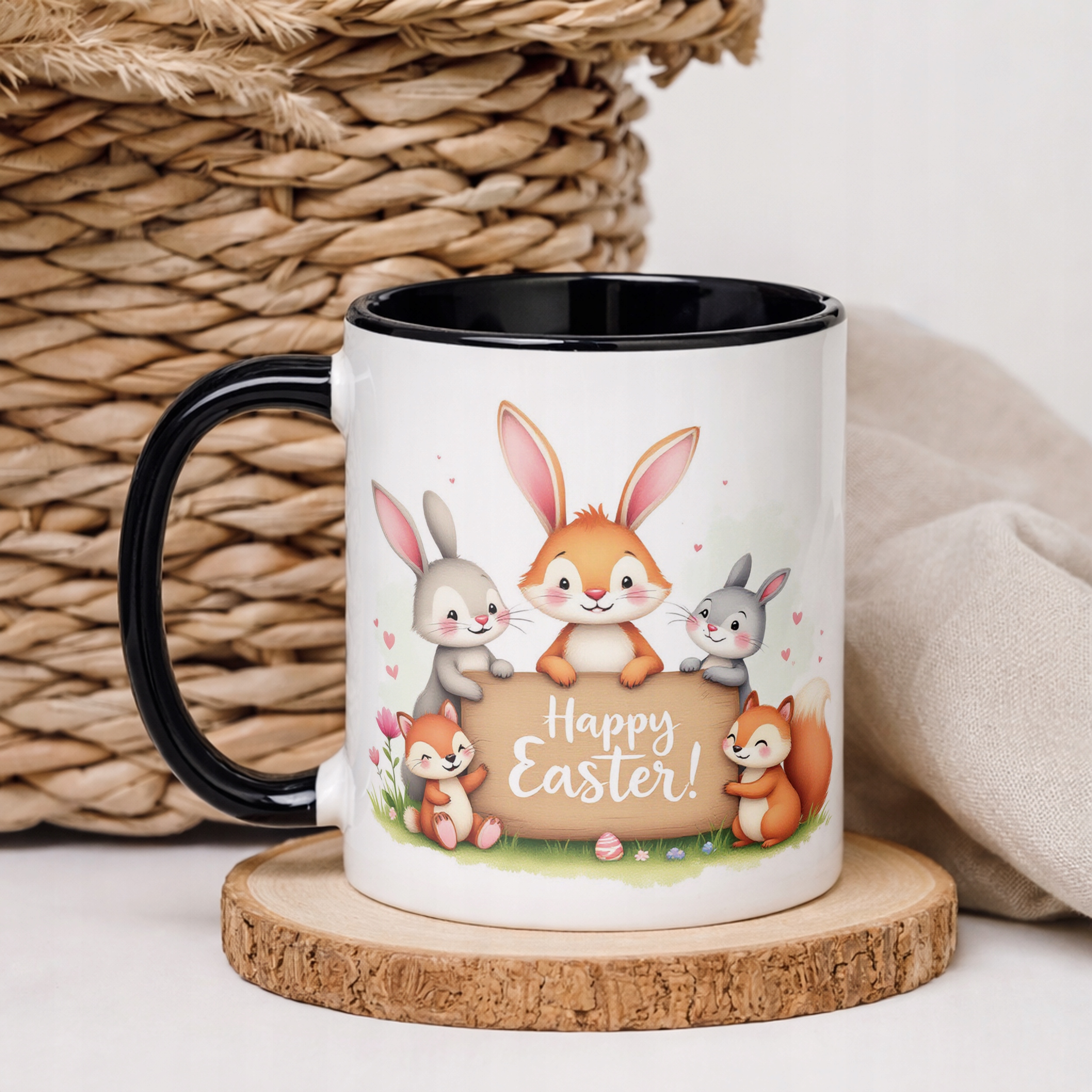 Kubek Czarny Wielkanoc Prezent Happy Easter Prezent Upominek