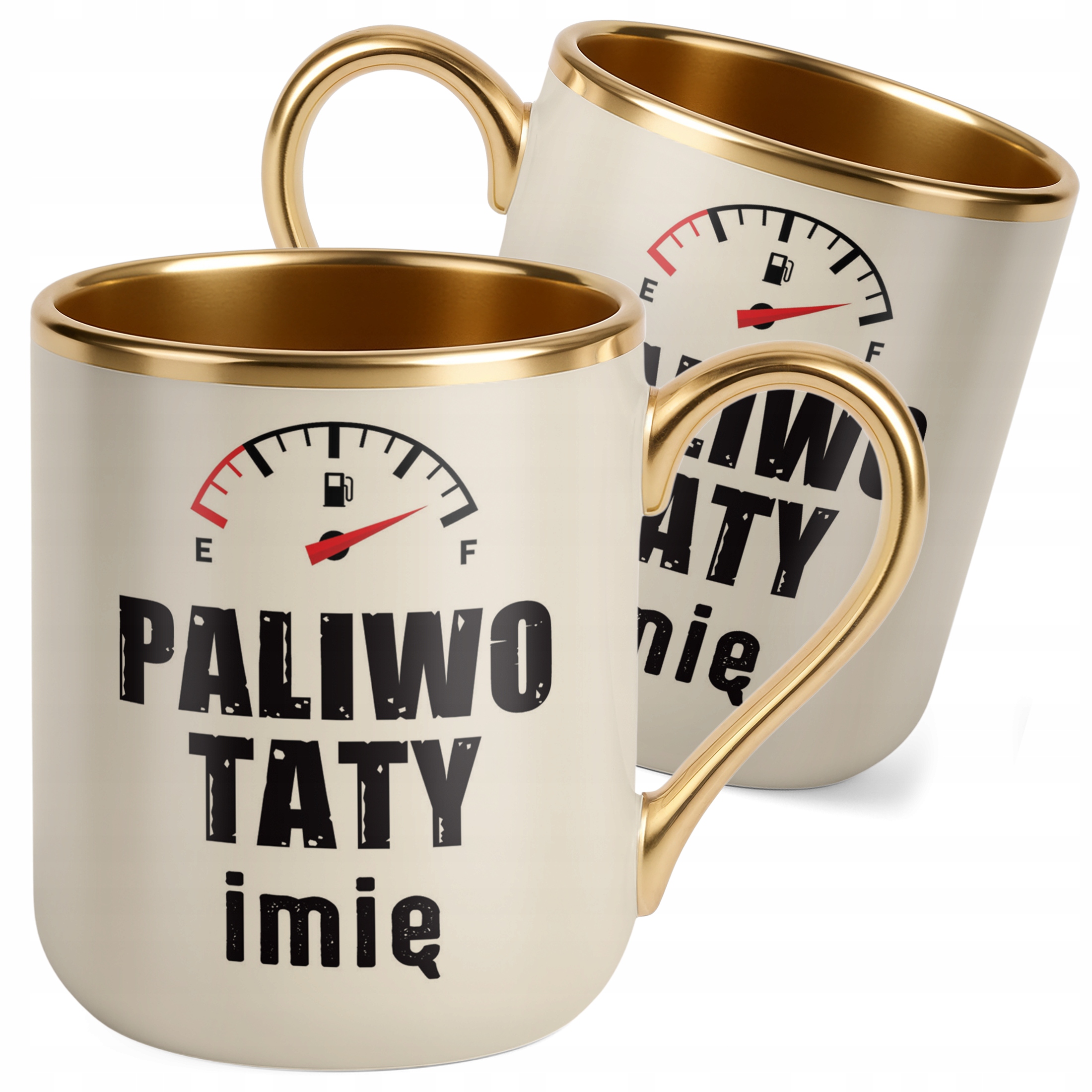 Kubek Premium Złoty Ecru Personalizowany Dzień Ojca Paliwo Taty