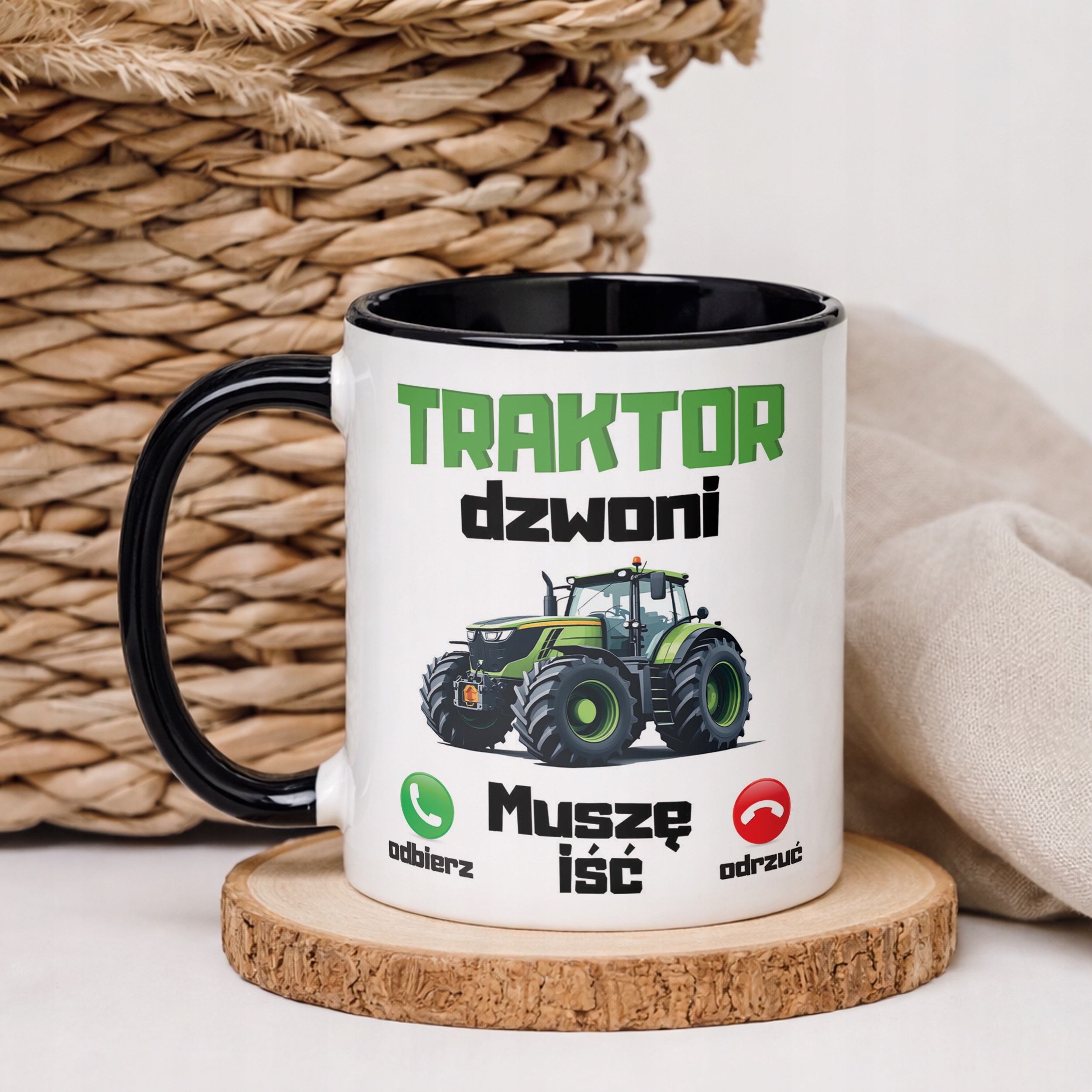 Kubek Czarny Rolnik Dla Rolnika Traktor Zabawny Prezent Upominek