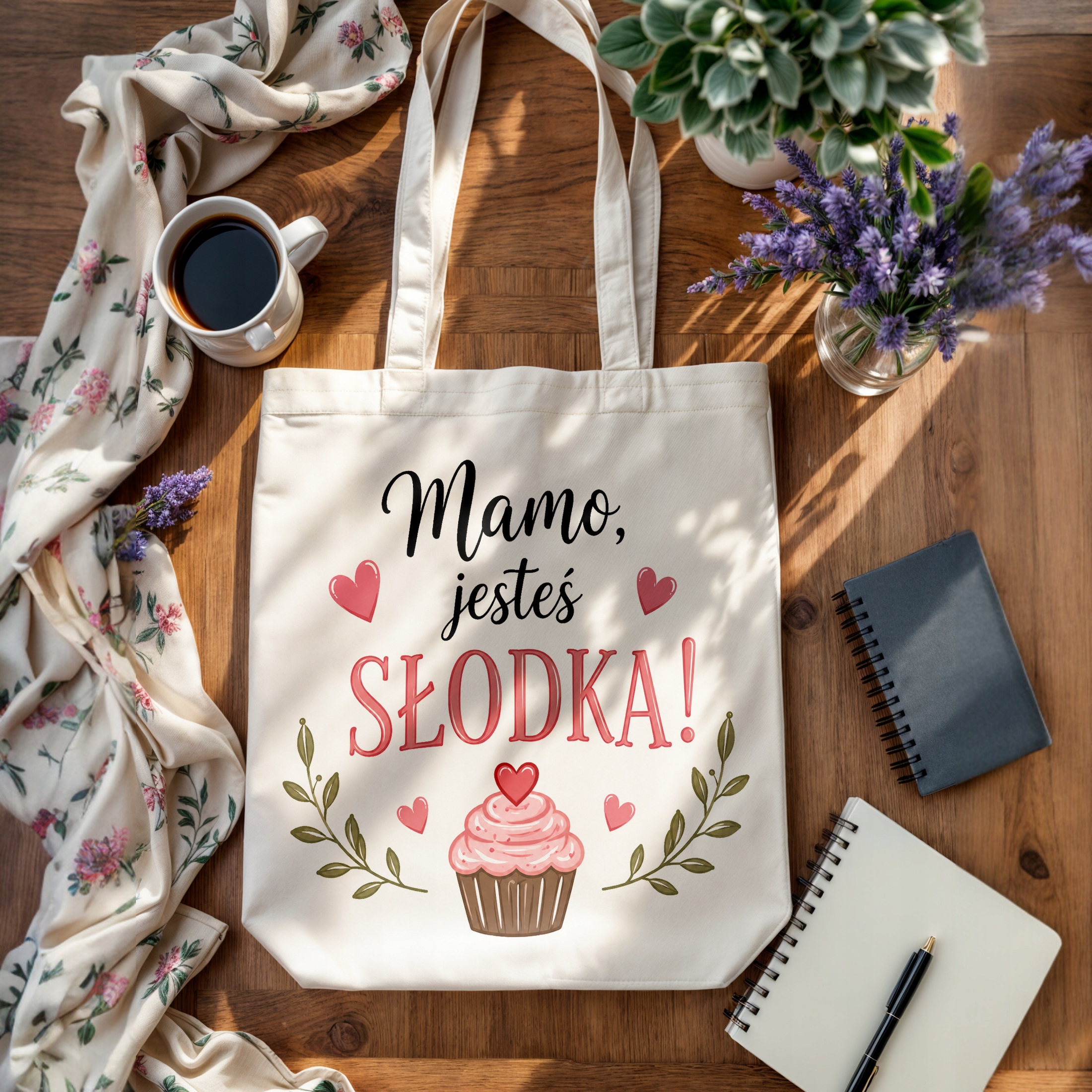 Torba bawełniana premium prezent dla mamy na Dzień Matki naturalna torba