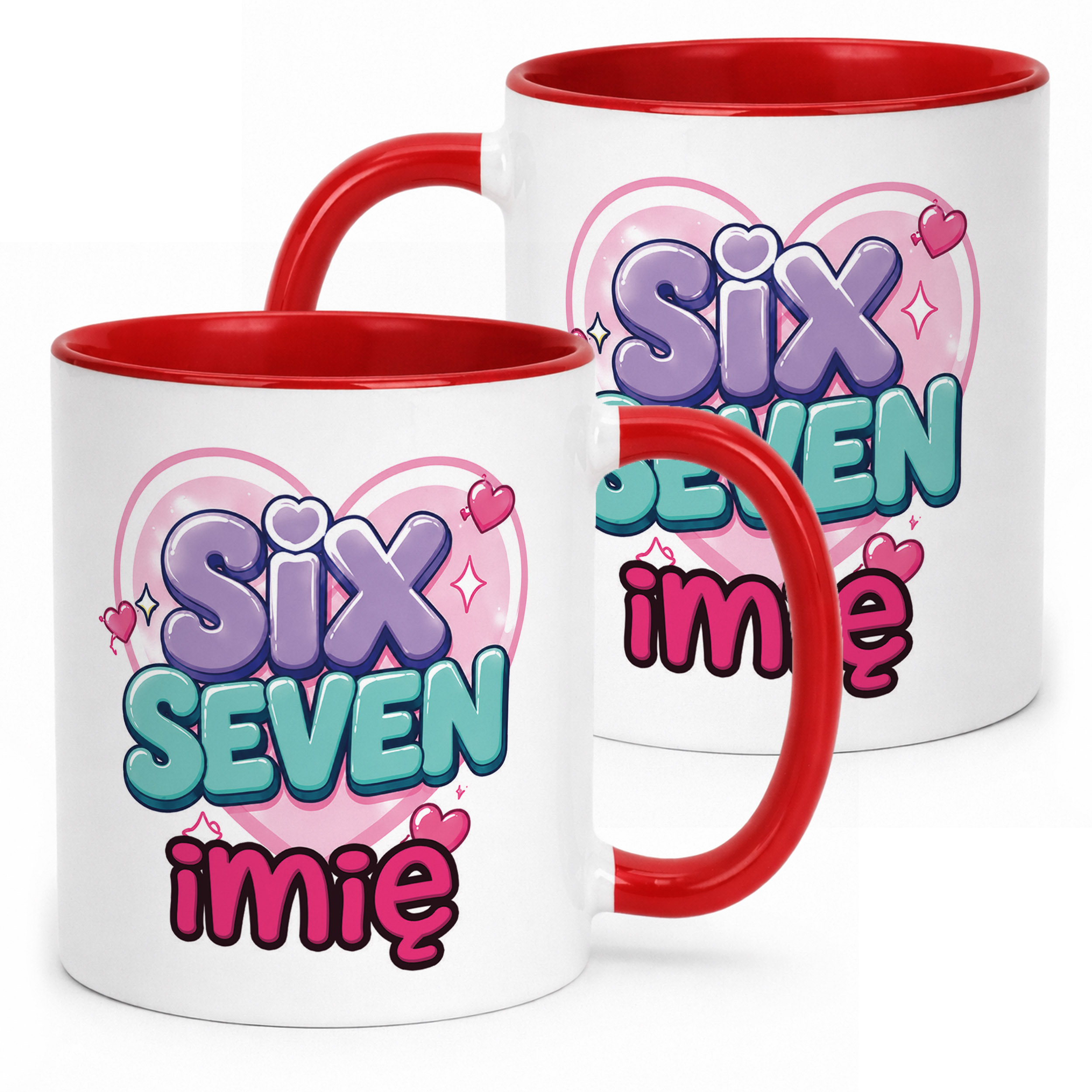 Kubek Czerwony z nadrukiem personalizowany SIX SEVEN Dla Dzieci Prezent