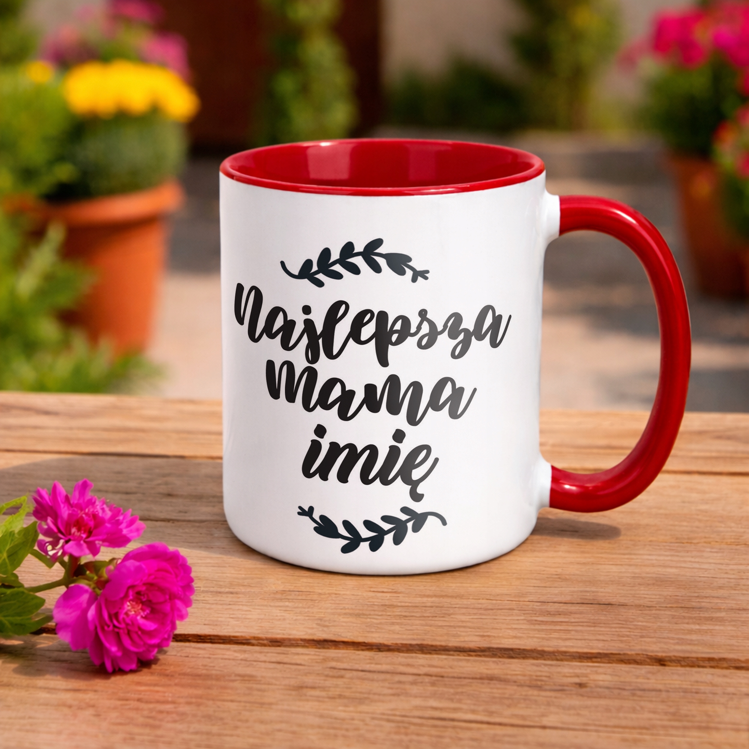 Kubek Czerwony Personalizowany Dzień Matki Dla Mamy Prezent Upominek