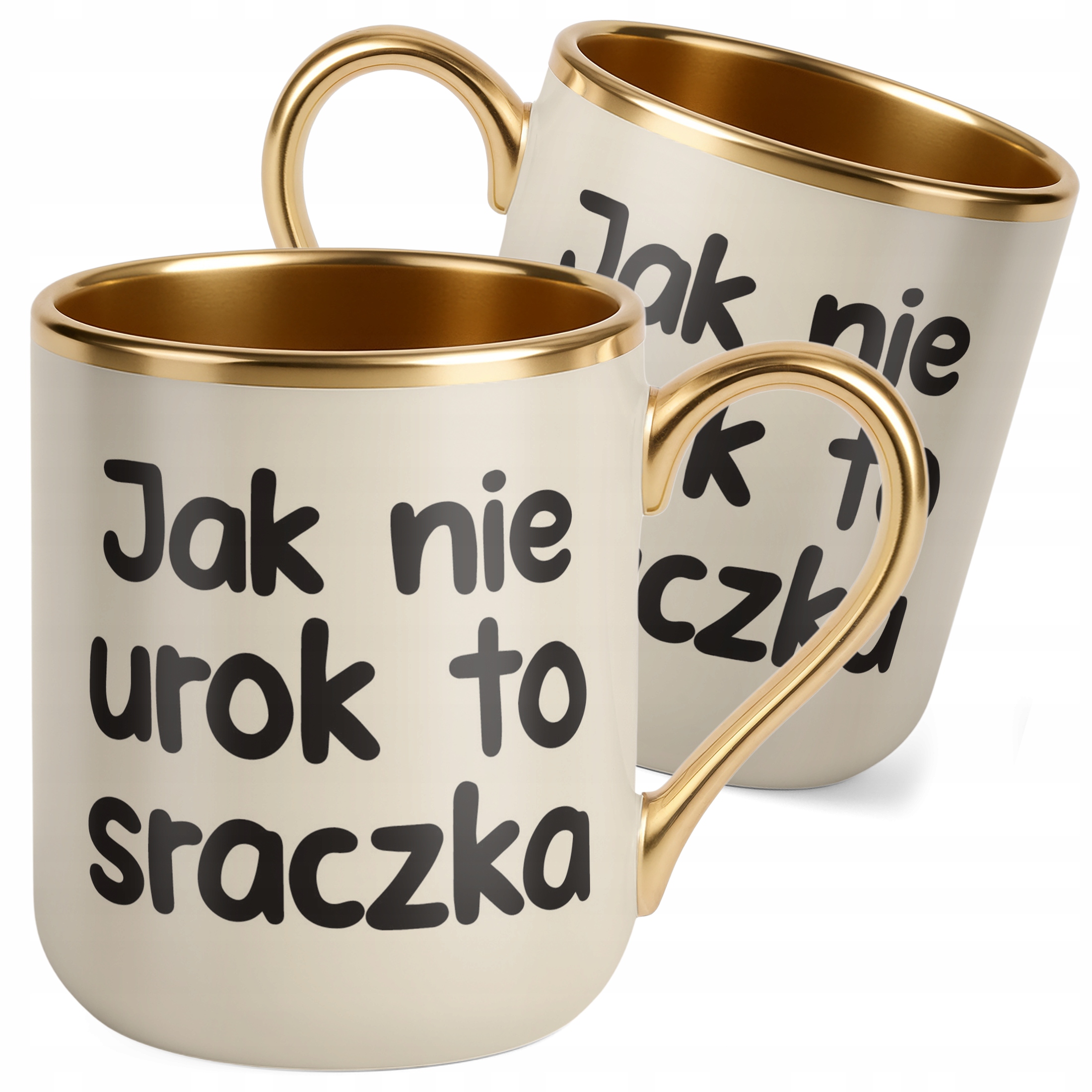 Kubek Premium Złoty Ecru Jak Nie Urok To Sraczka Śmieszny Zabawny