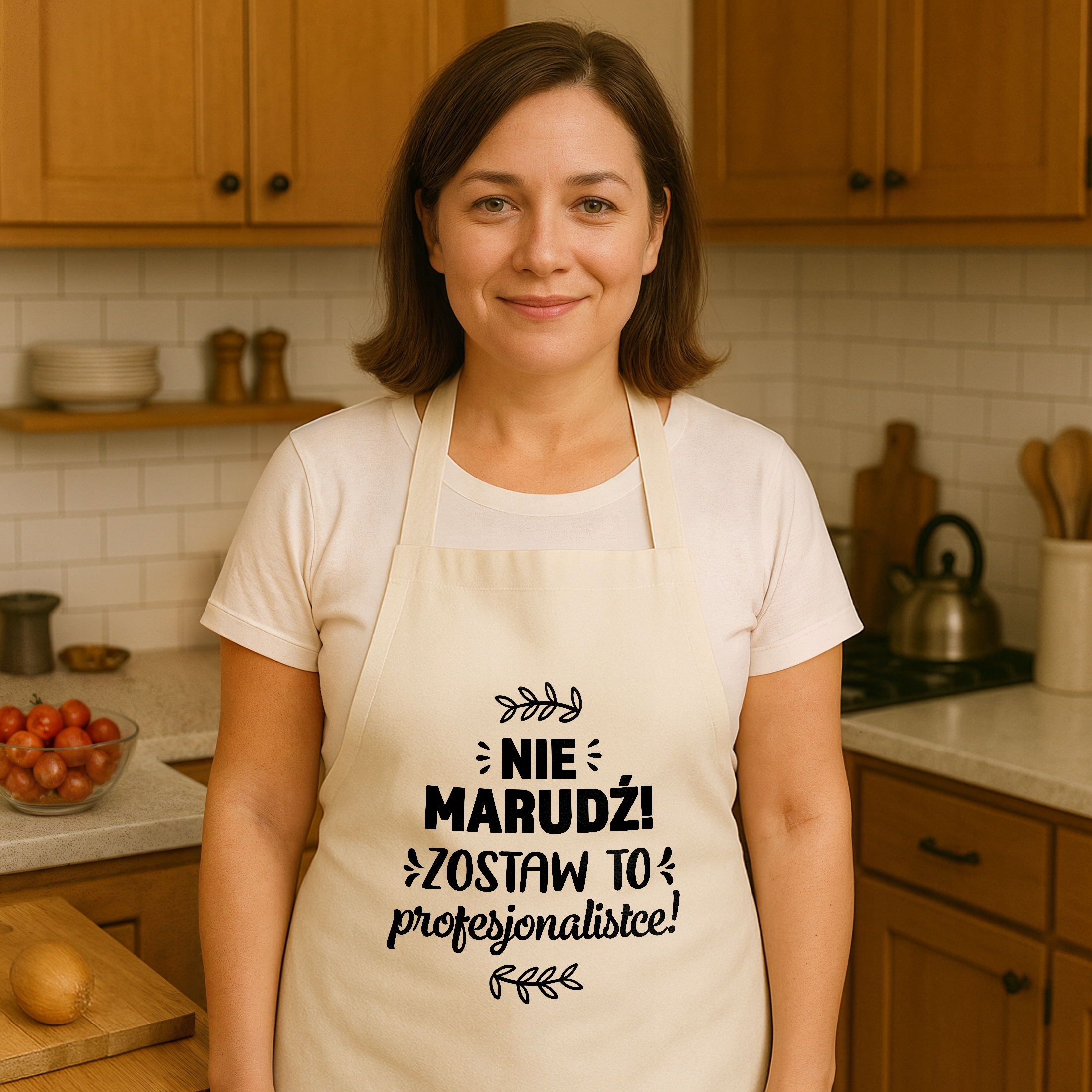 Bawełniany Fartuch Kuchenny Ecru Dzień Kobiet Prezent Z Nadrukiem Dla Niej