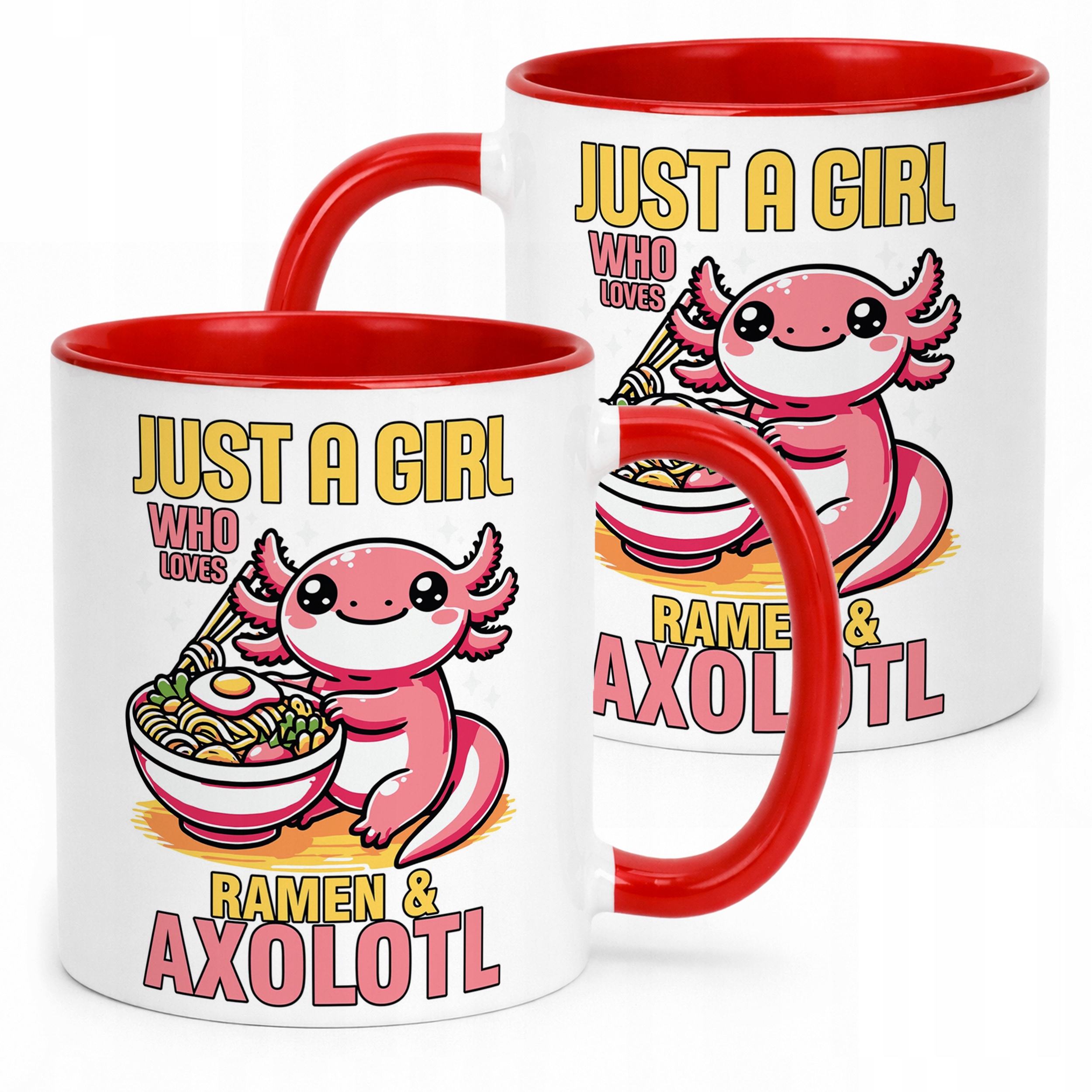 Czerwony kubek 330ml dla dziecka Aksolotl Axolotl Różowe Skrzela Viral