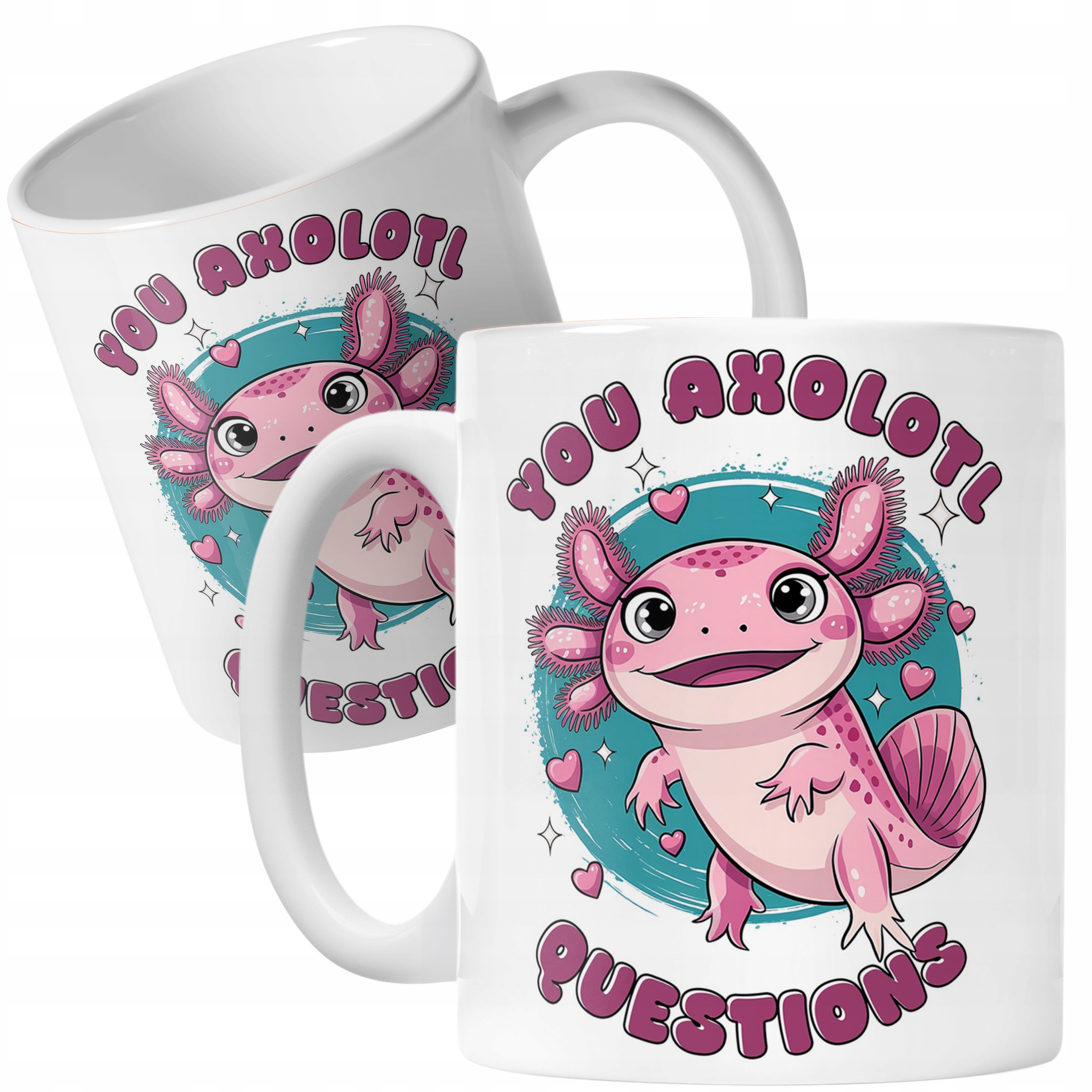 Kubek z uśmiechniętym płazem Aksolotl Axolotl Różowy Zwierzak Viral Trend