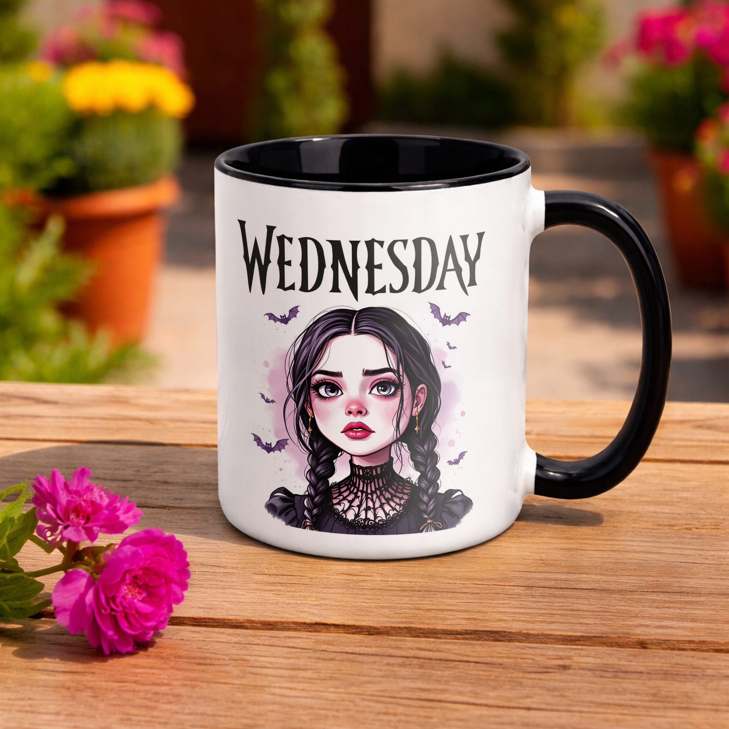 Kubek Czarny Nevermore Wednesday Addams Dla Fanów Prezent