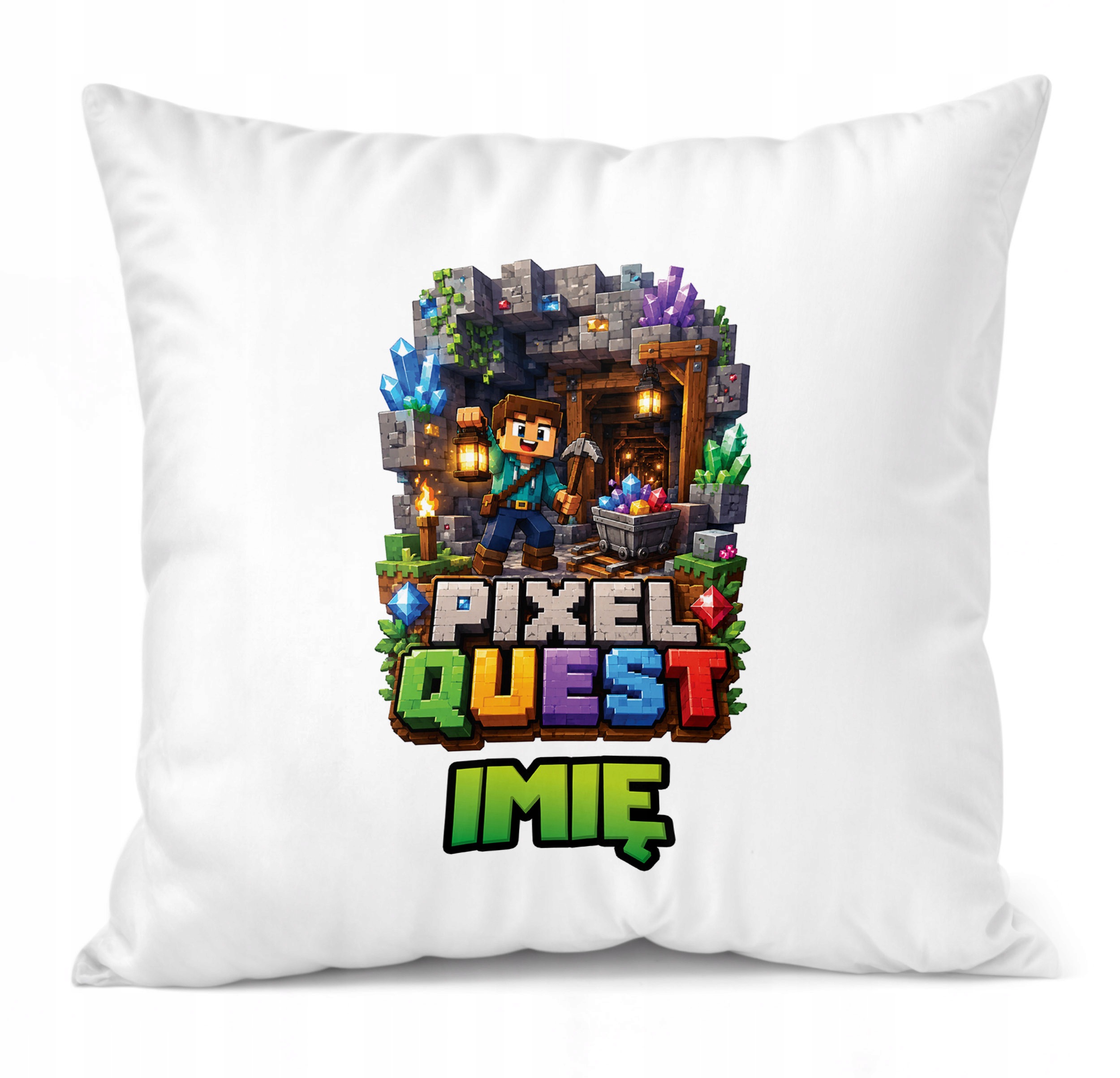 Zestaw Personalizowany Kubek Różowy Poduszka gra Pixel Quest Prezent