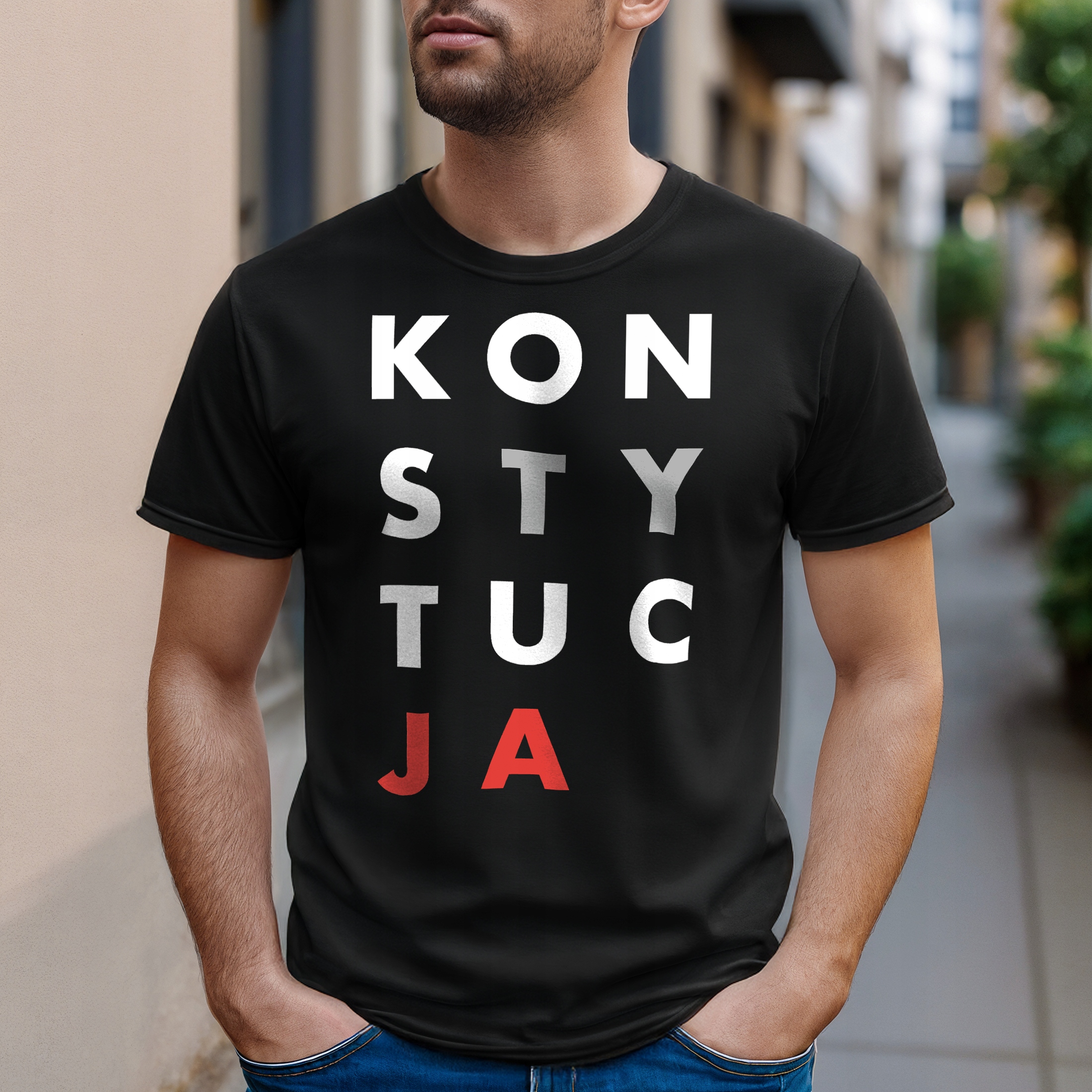 Koszulka czarna męska Konstytucja Zabawny Prezent Upominek