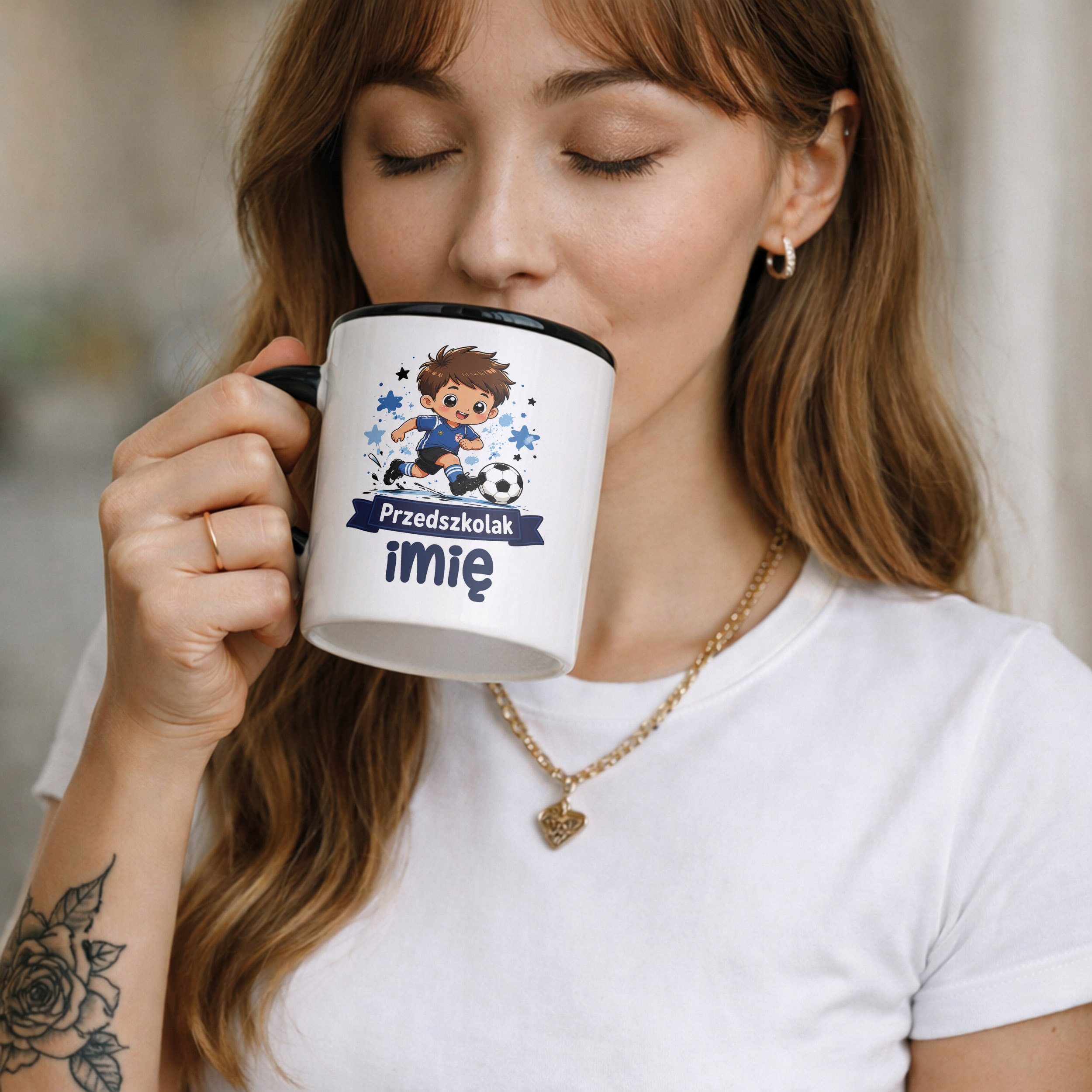 Zestaw Personalizowany Plecak Worek Kubek Czarny Przedszkolak Rakieta