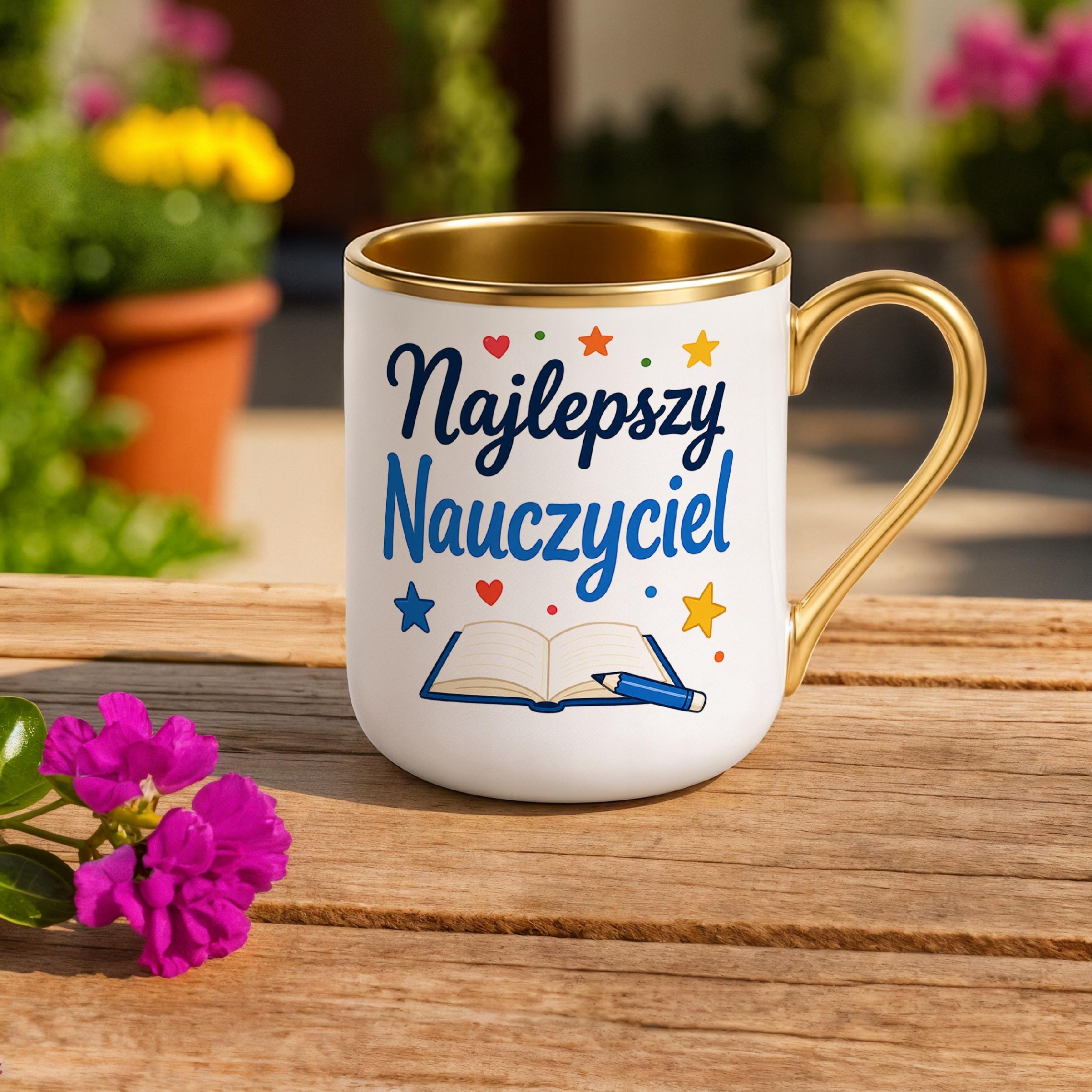 Kubek Premium Złoty Dzień Nauczyciela Dla Nauczyciela Prezent Upominek