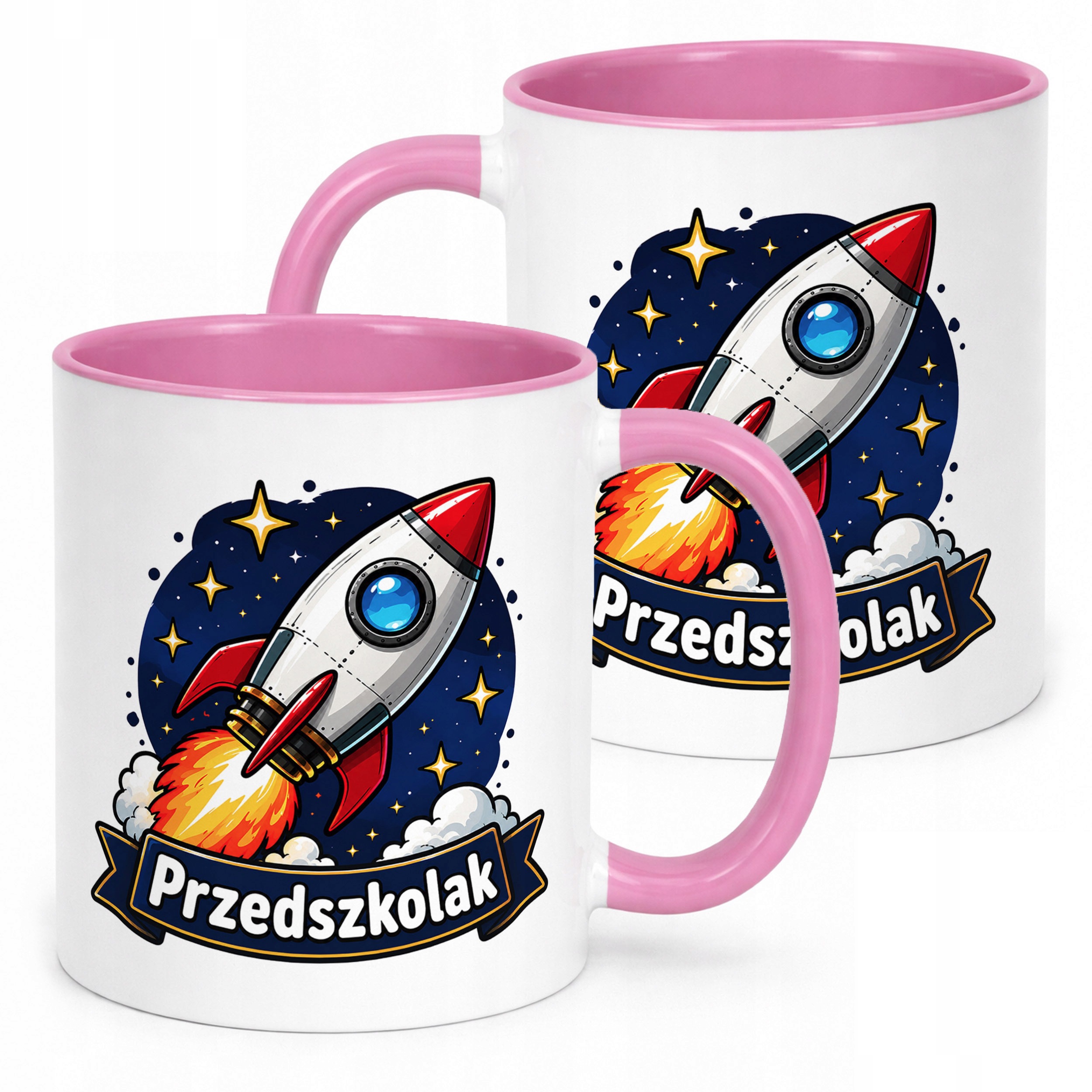Kubek Różowy z nadrukiem Przedszkolak Szkoła Dla Dzieci Prezent