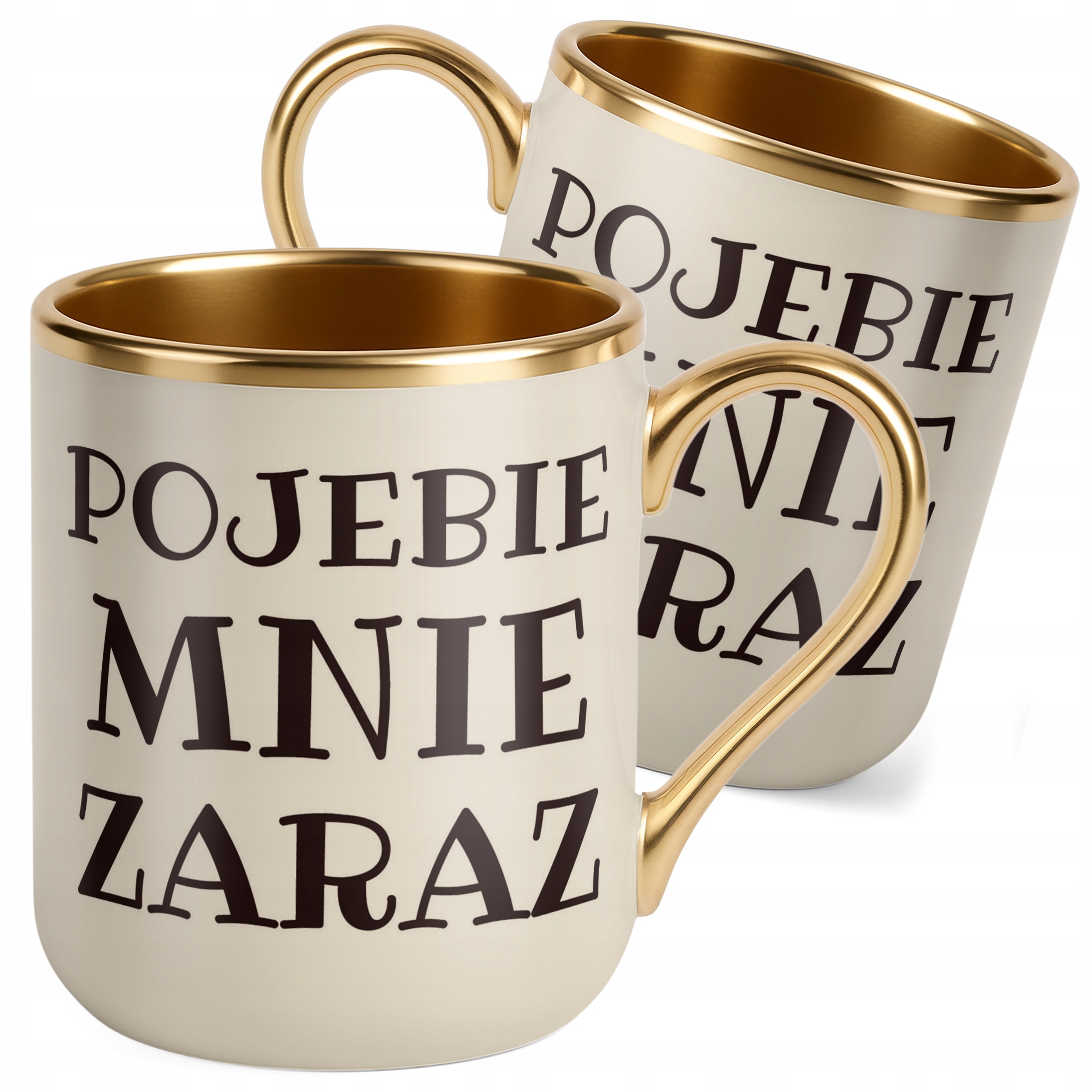 Kubek Premium Złoty Ecru P**ebie Mnie Zaraz Śmieszny Zabawny Prezent