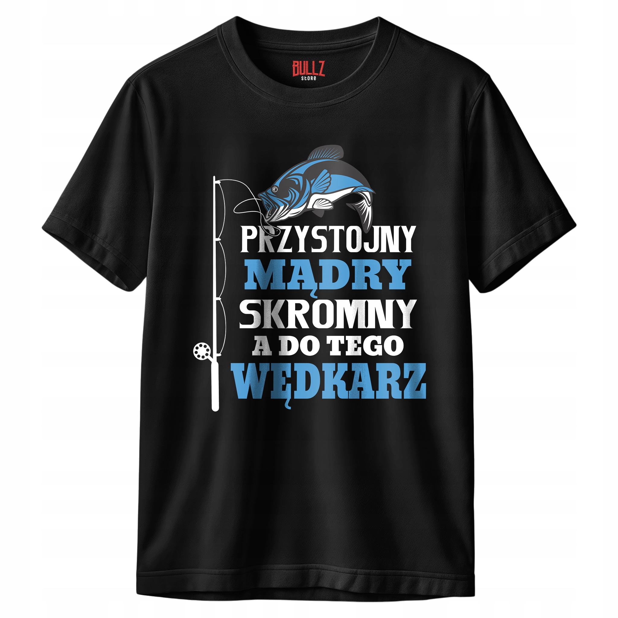 Koszulka czarna męska Dla Wędkarza Wędkowanie Ryby Prezent