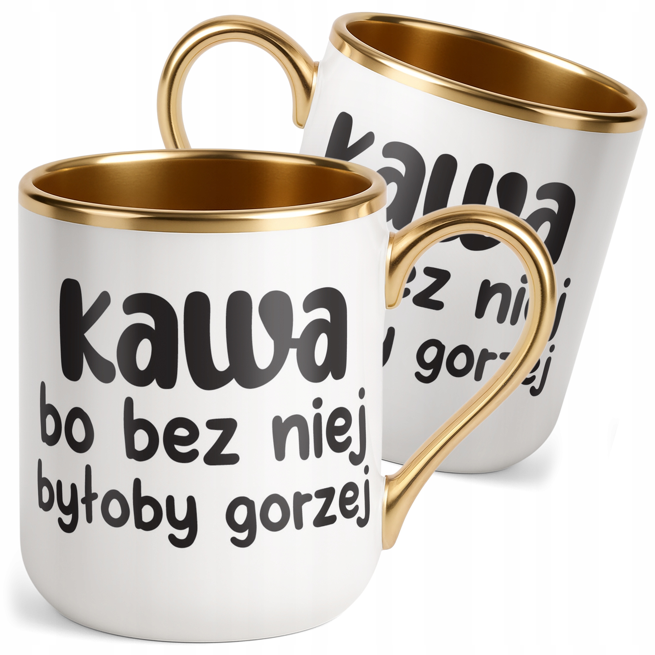 Kubek Premium Złoty Kawa Bo Bez Niej Było By Gorzej Zabawny Prezent