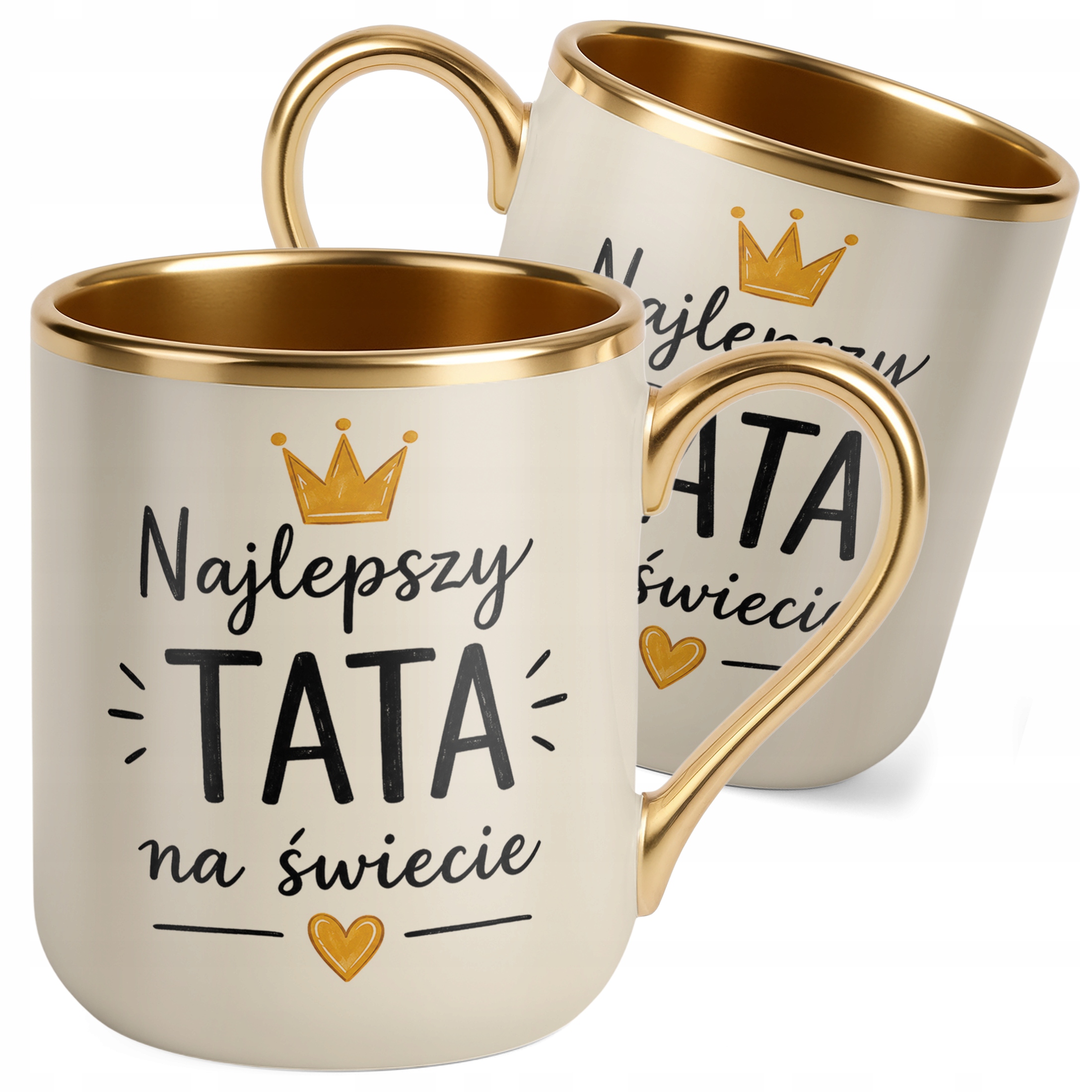 Kubek Premium Złoty Ecru upominek dla tatusia prezent na Dzień Ojca