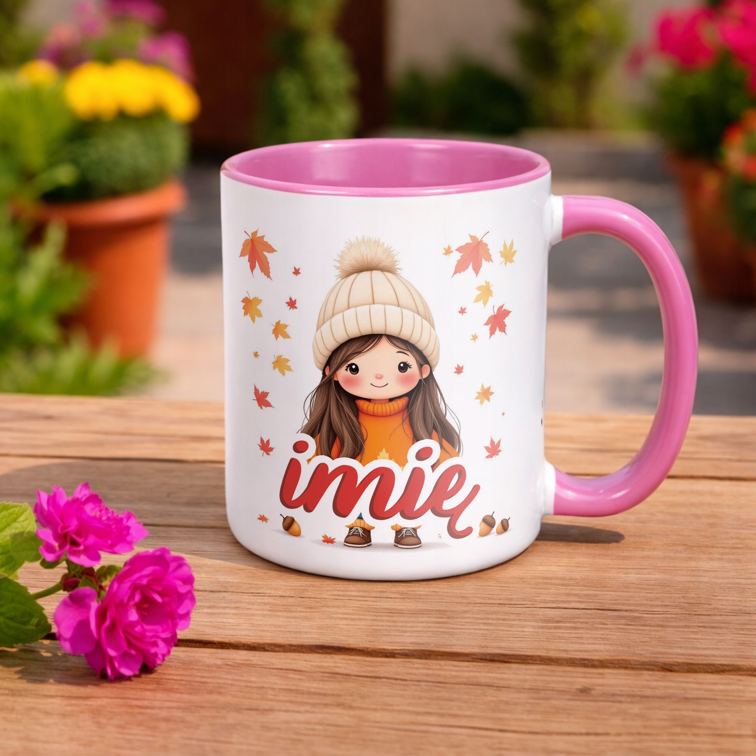 Kubek Różowy Personalizowany Jesienny Jesieniara Prezent Upominek