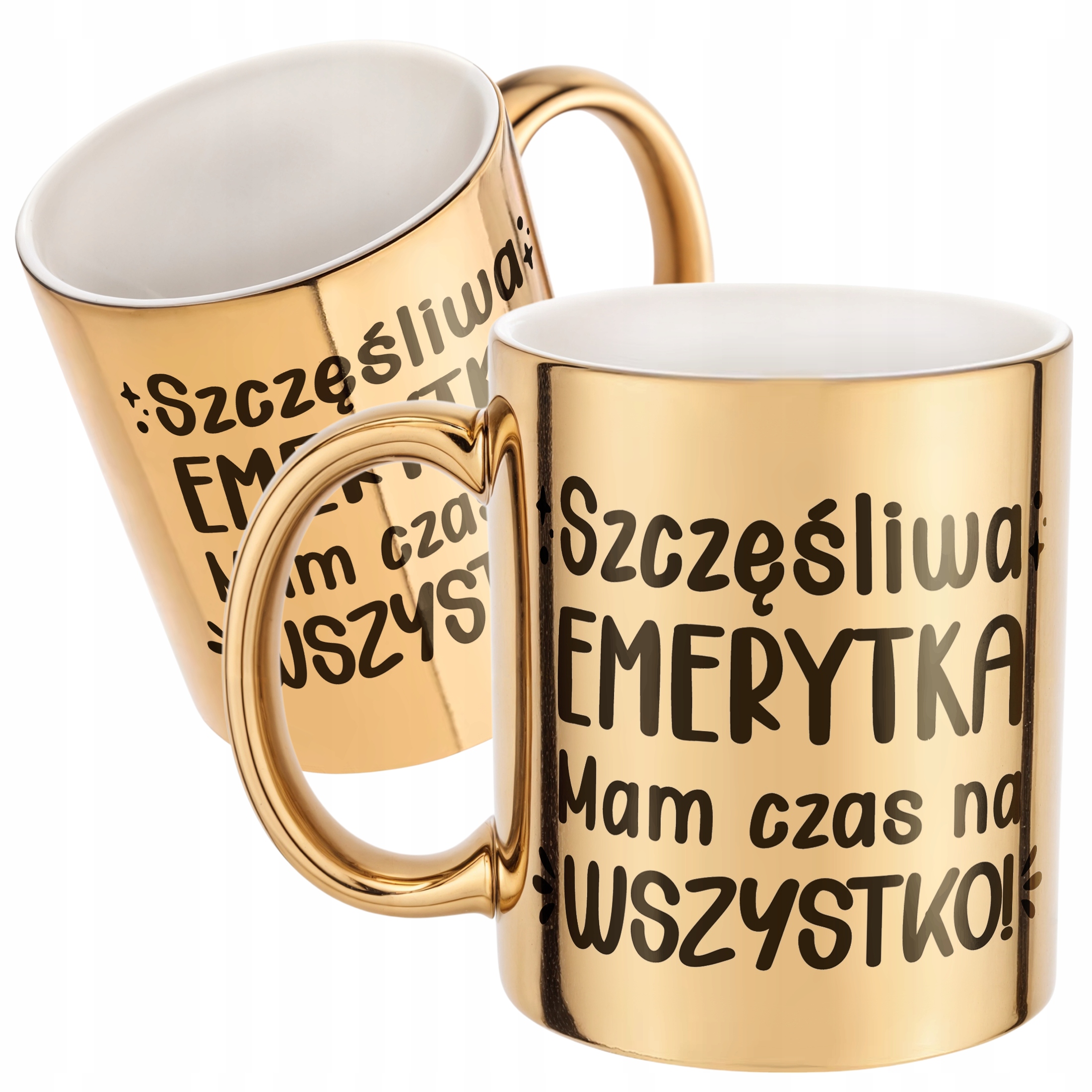 Złoty Kubek ceramiczny z okazji Emerytury Dla Emerytki Prezent Upominek