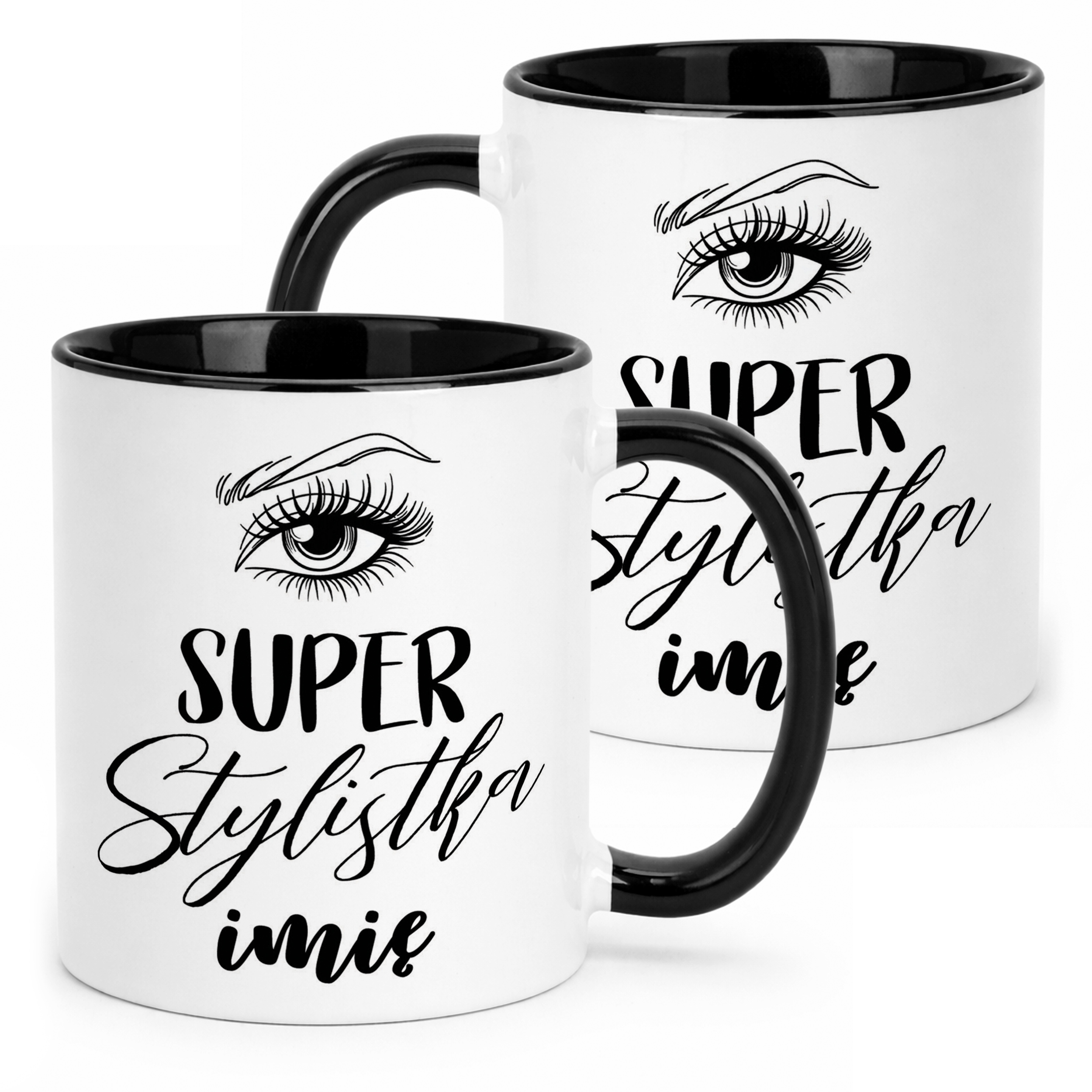 Kubek Czarny Personalizowany Super Stylistka Rzęs Brwi Prezent