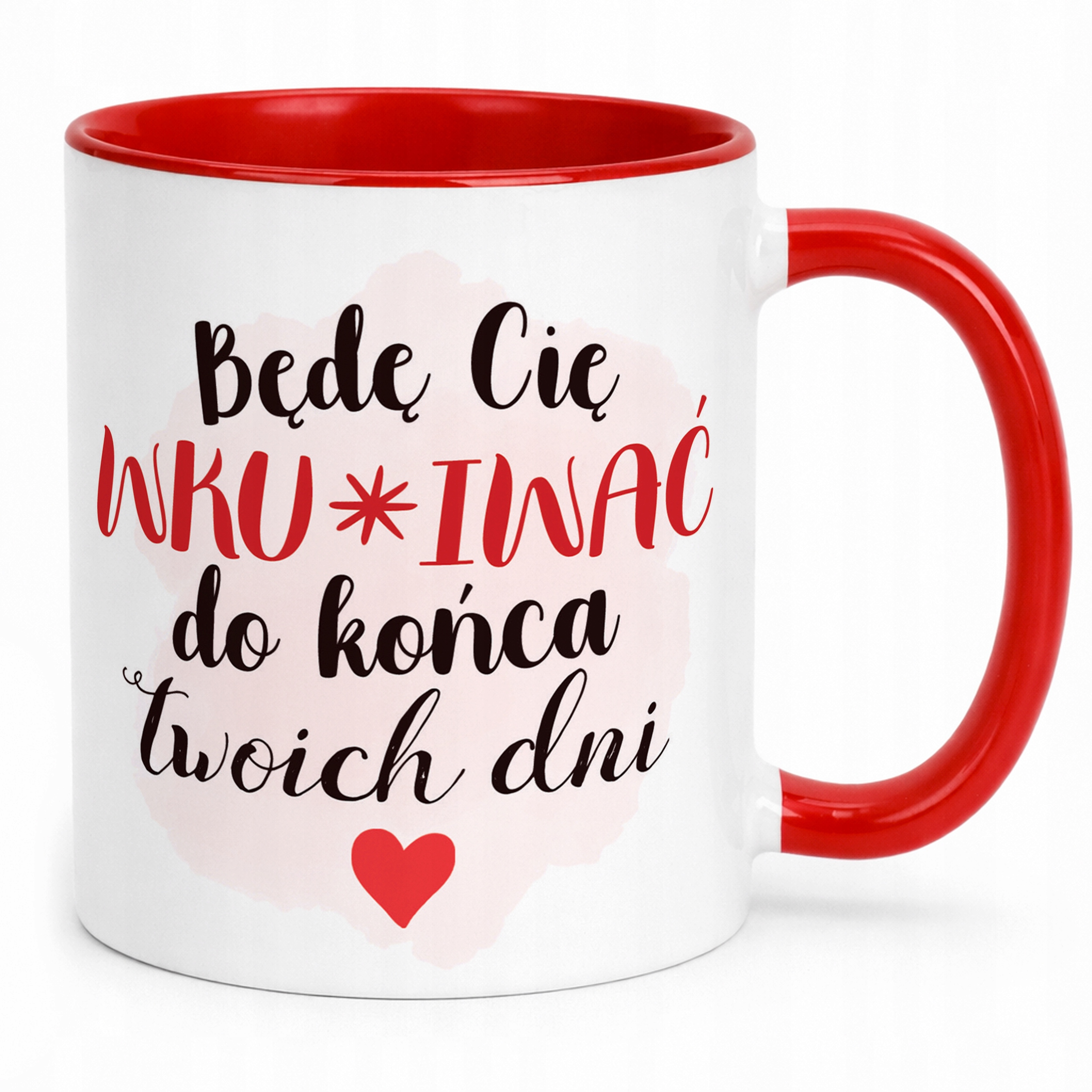 Kubek Czerwony Z Własnym Zdjęciem Serce Walentynki Prezent Upominek