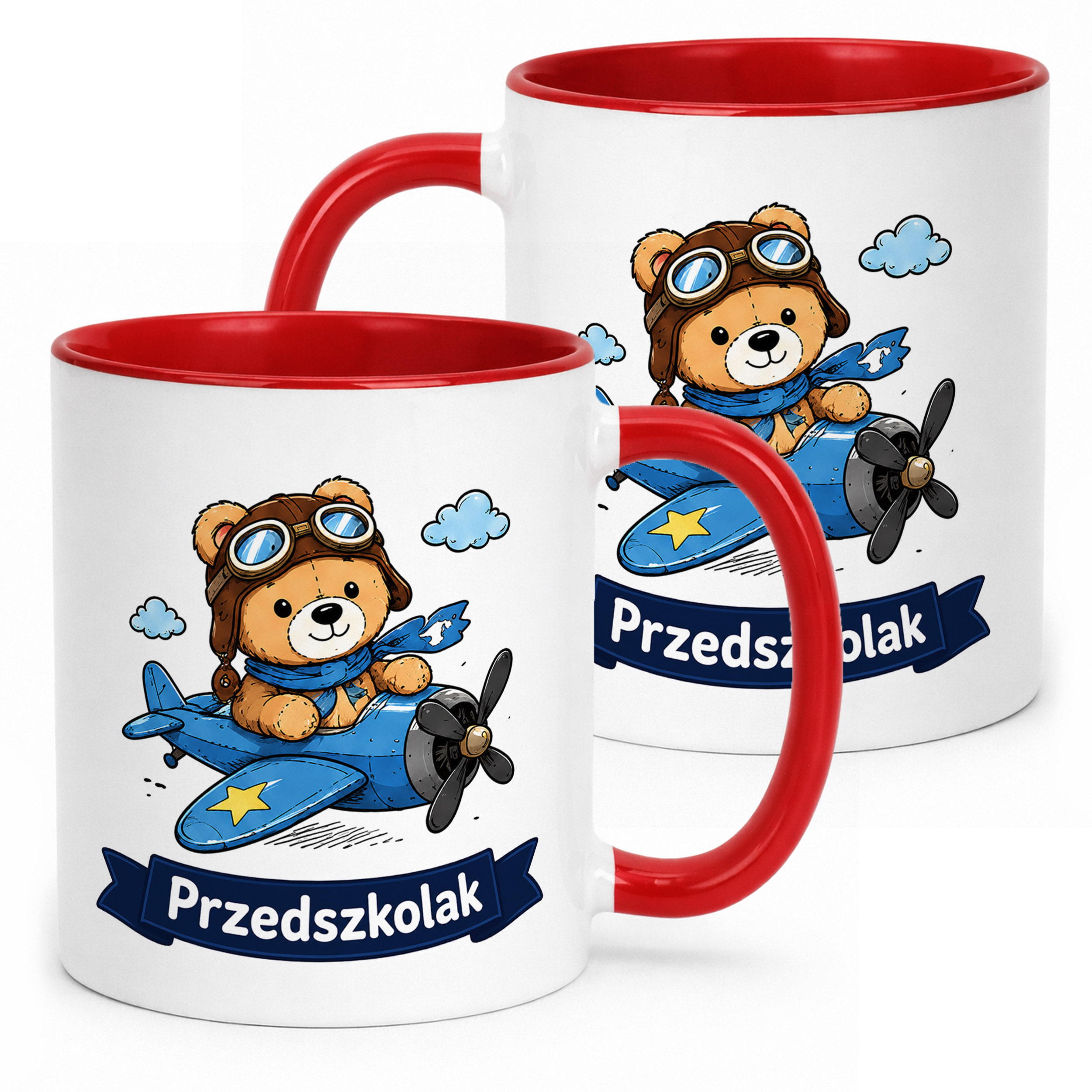 Kubek Czerwony z nadrukiem Przedszkolak Szkoła Dla Dzieci Prezent
