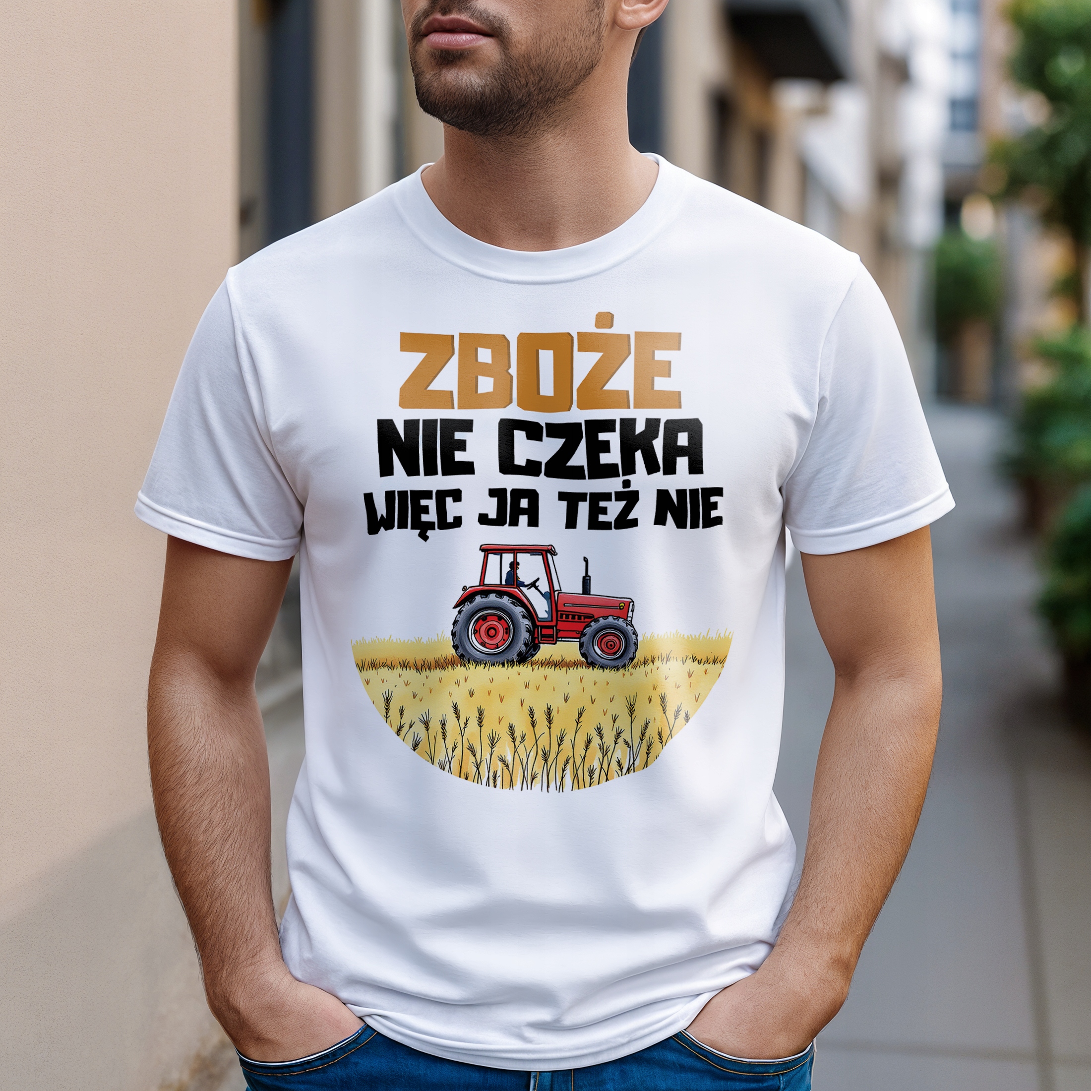 Koszulka biała męska Dla Rolnika Zabawny Prezent Upominek
