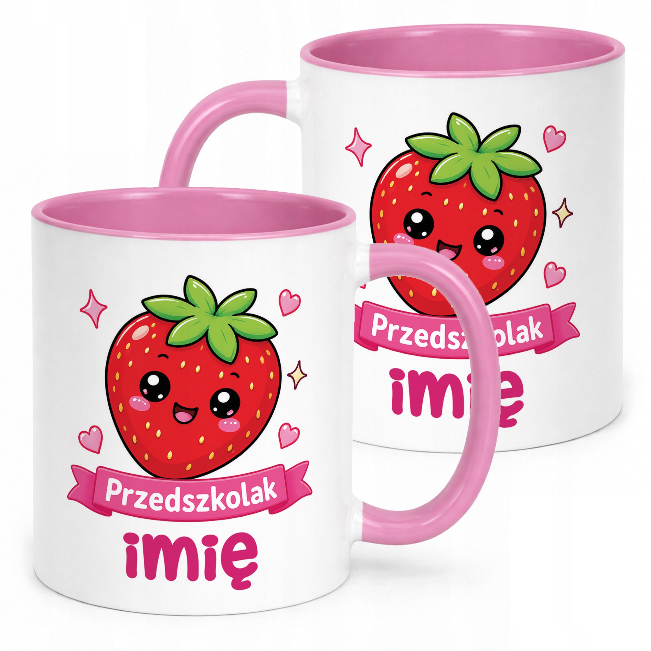 Kubek Różowy z nadrukiem personalizowany Przedszkolak Szkoła Dla Dzieci