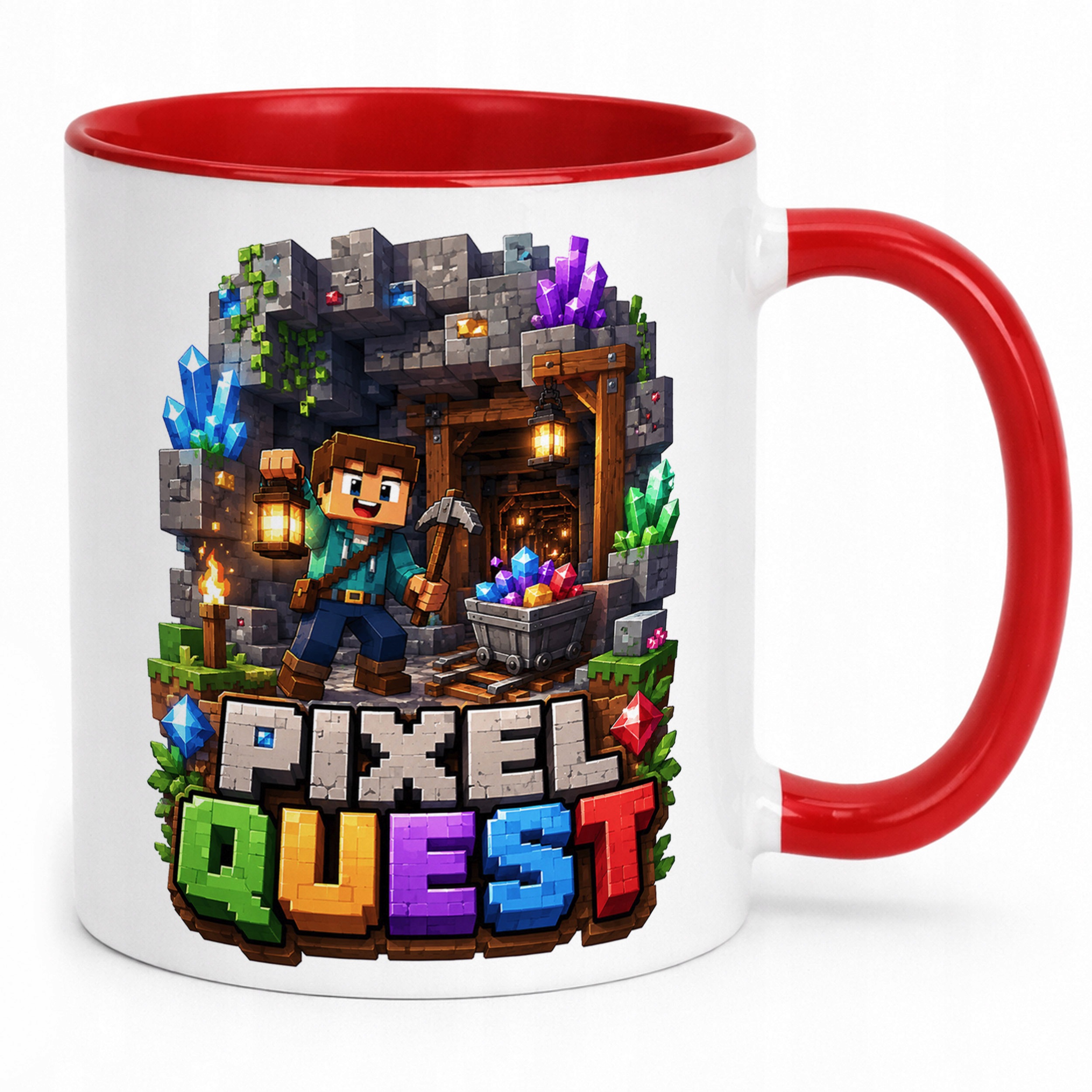 Zestaw Plecak Worek Kubek Czerwony Z Nadrukiem PIXEL Gra Dla Dzieci