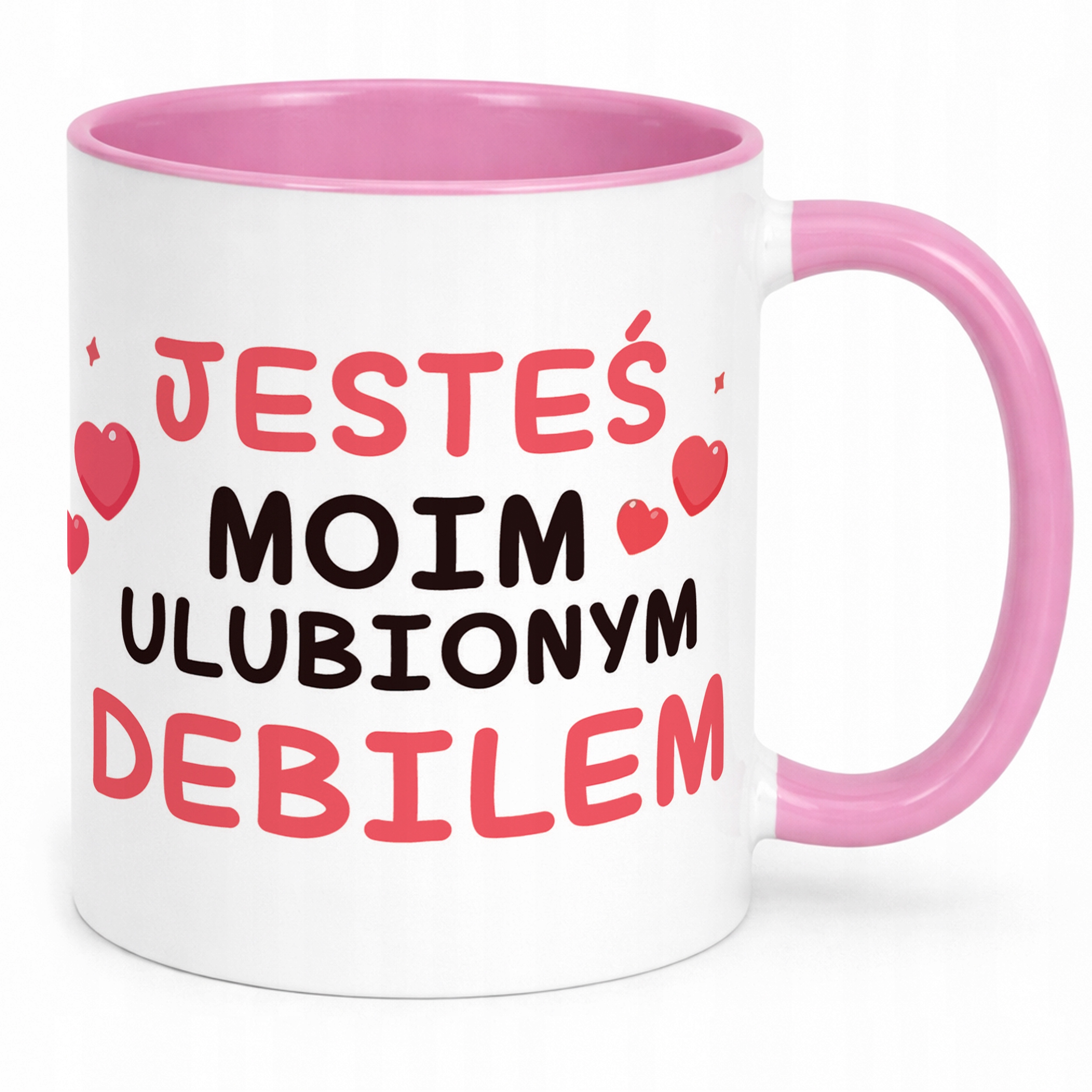 Kubek Różowy Personalizowany Serce Walentynki Prezent Upominek