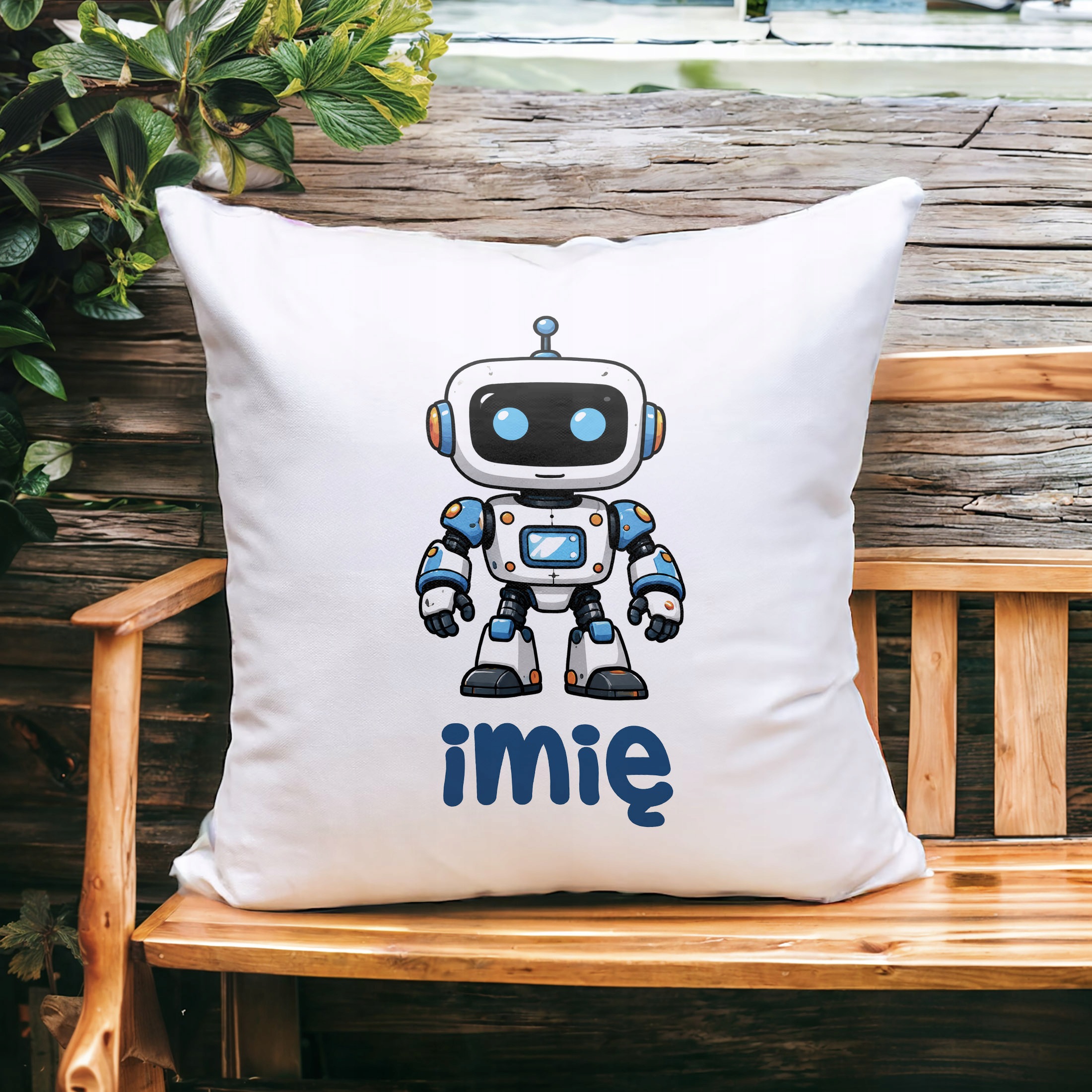 Zestaw Personalizowany Kubek Czarny Poduszka Robot Prezent