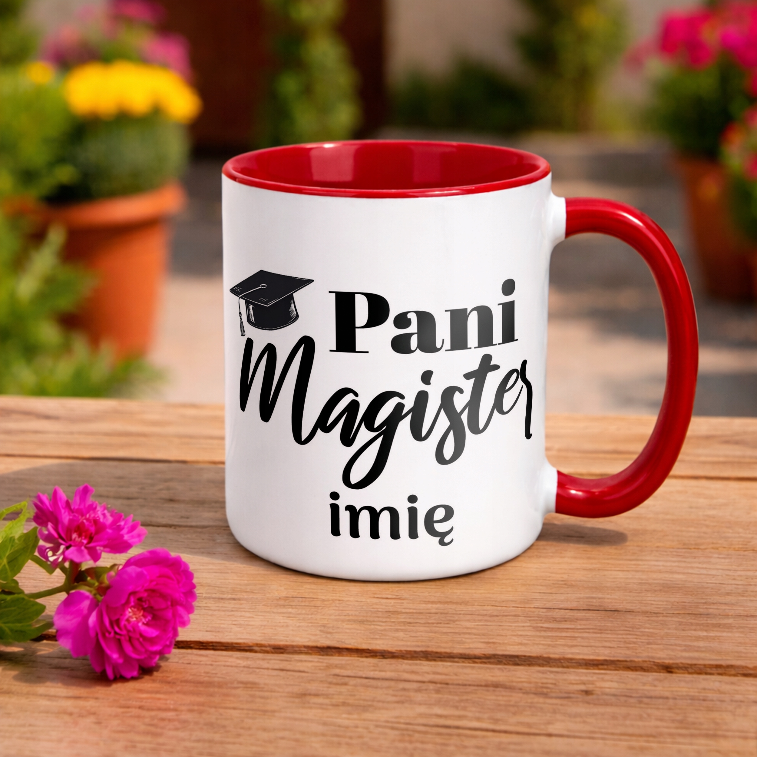 Kubek Czerwony Personalizowany Pani Magister Prezent Upominek