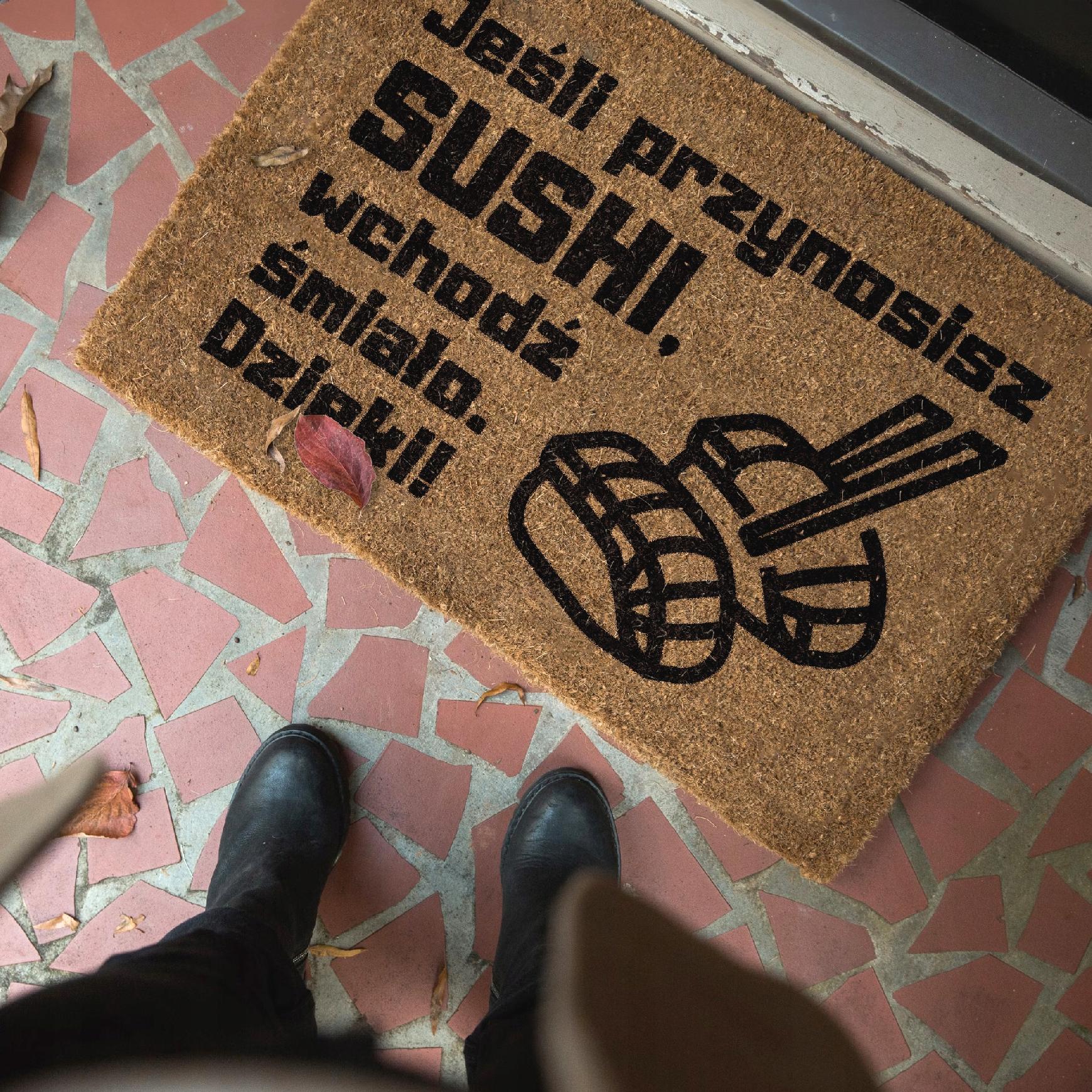 Wycieraczka Jeśli przynosisz sushi wchodź śmiało kokosowa pod drzwi 60x40cm
